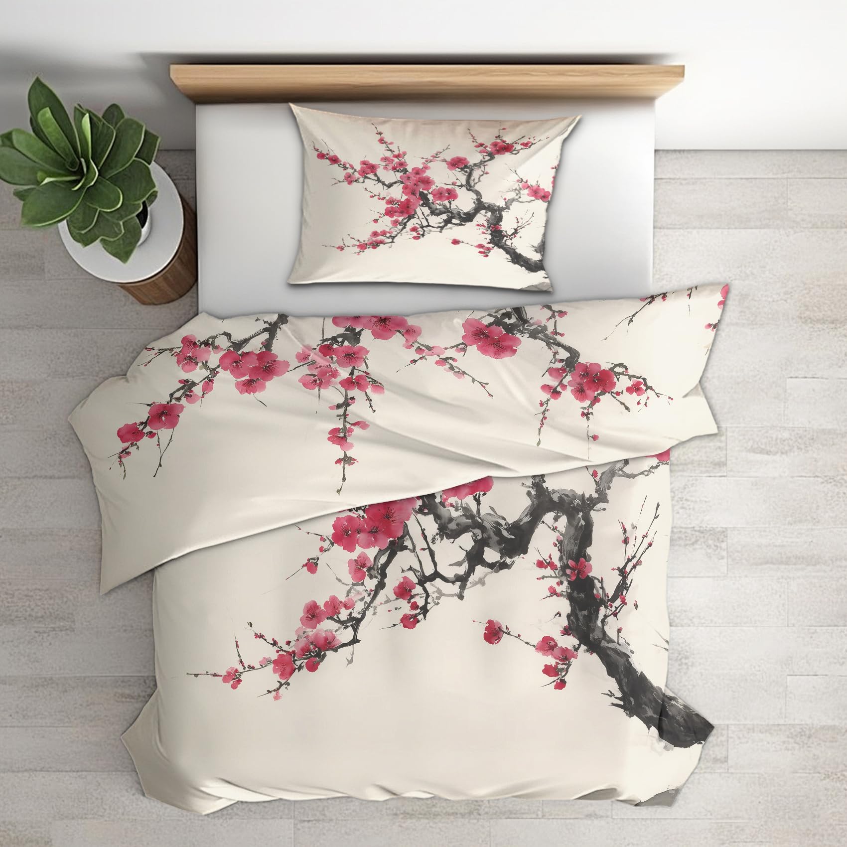 Funda Nordica Cama 90 Japonesa - Funda Edredon 135x200 cm y 1 Funda de Almohada 50x75 cm, Ropa de Cama Microfibra Suave y Transpirable con Cremallera