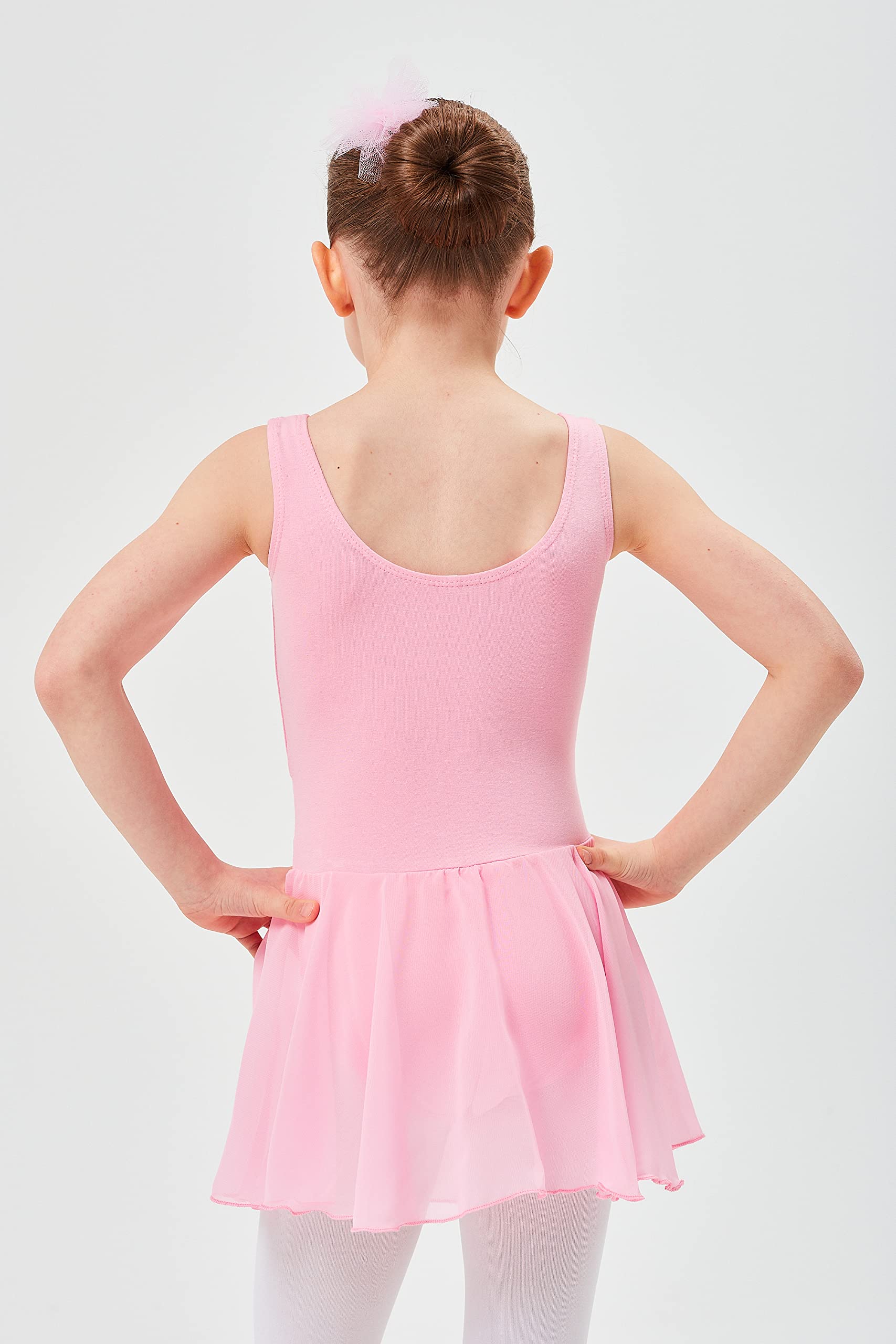 tanzmuster Ballettkleid Mädchen ärmellos - Minnie - EU Gr. 92-170 - weiche Baumwolle - Chiffonröckchen - Ballett Trikot für Kinder