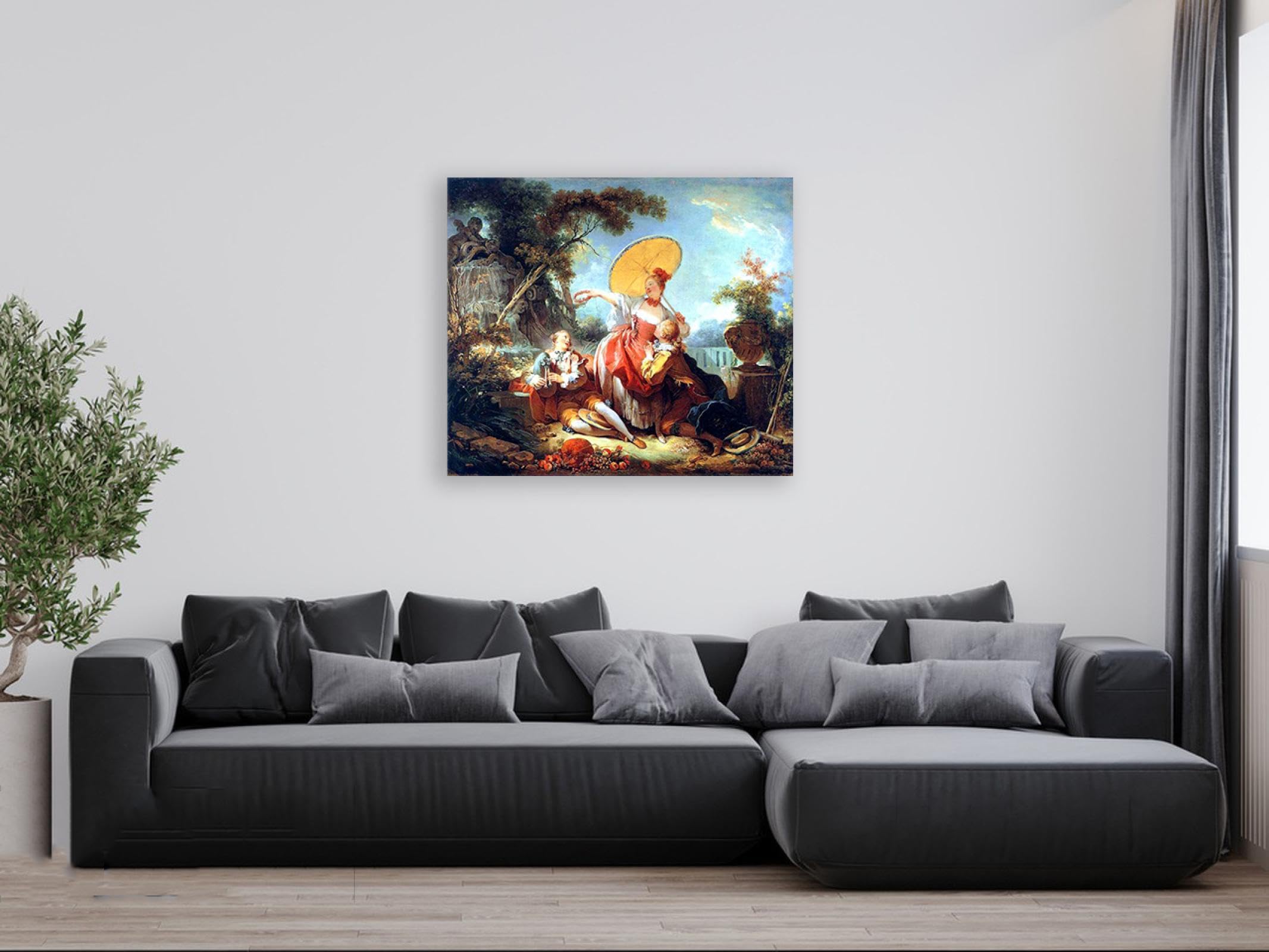 RYLJCZ Jean-Honoré F (Concorso Musicale) Famoso dipinto su tela. Riproduzione d'arte famosa incorniciata.poster romantico per la decorazione del soggiorno 30x35 cm (11,8x13,7) con cornice