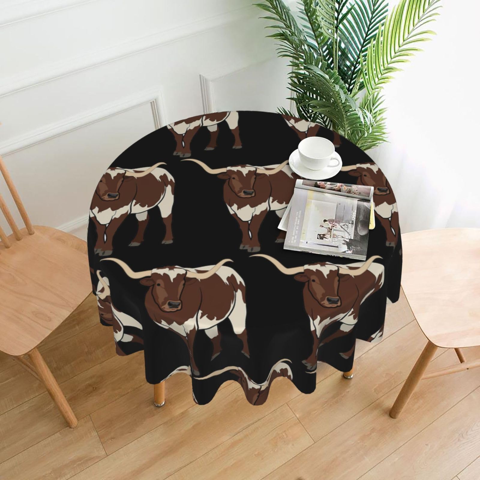 Zcmkjlg Animal cow Print Quick Ship Round Tablecloth 60in Polyester Washable Cover for Dining Room