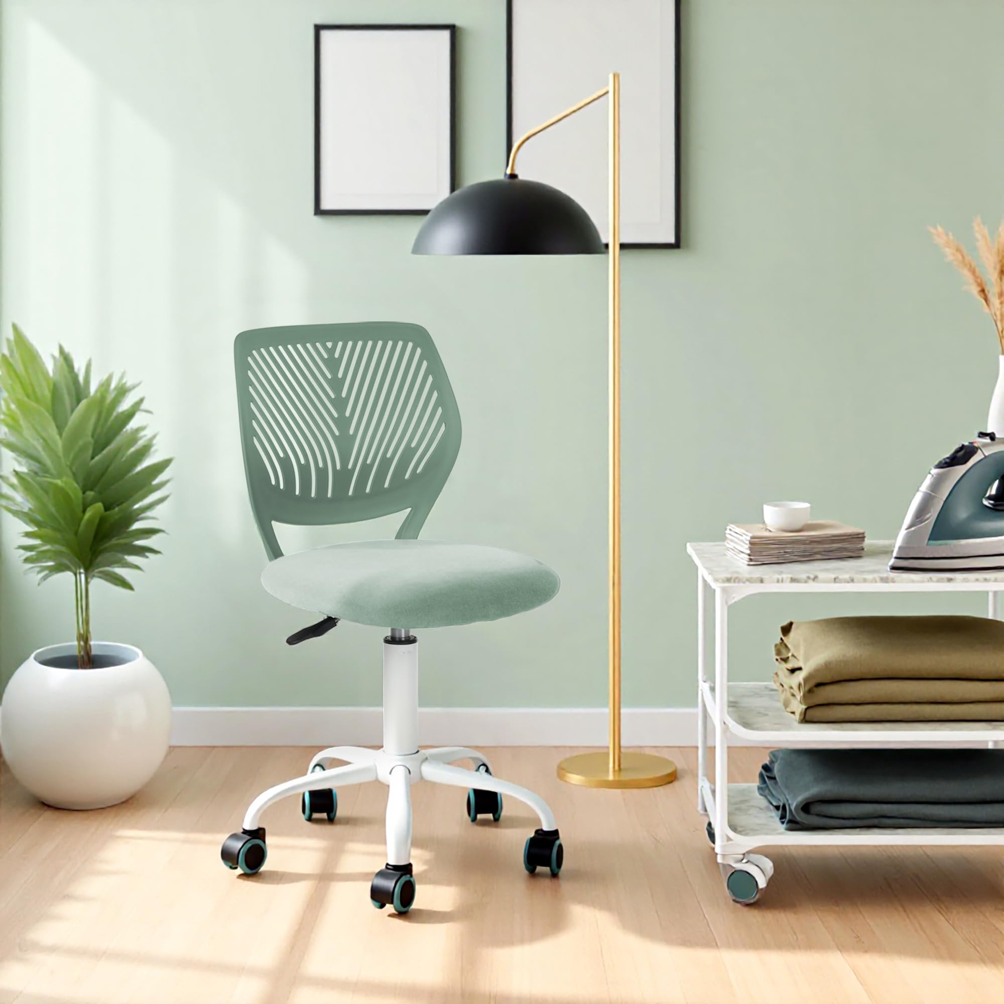 HOMYLIN Bügelstuhl mit Rollen, Ergonomischer höhenverstellbarer Stuhl