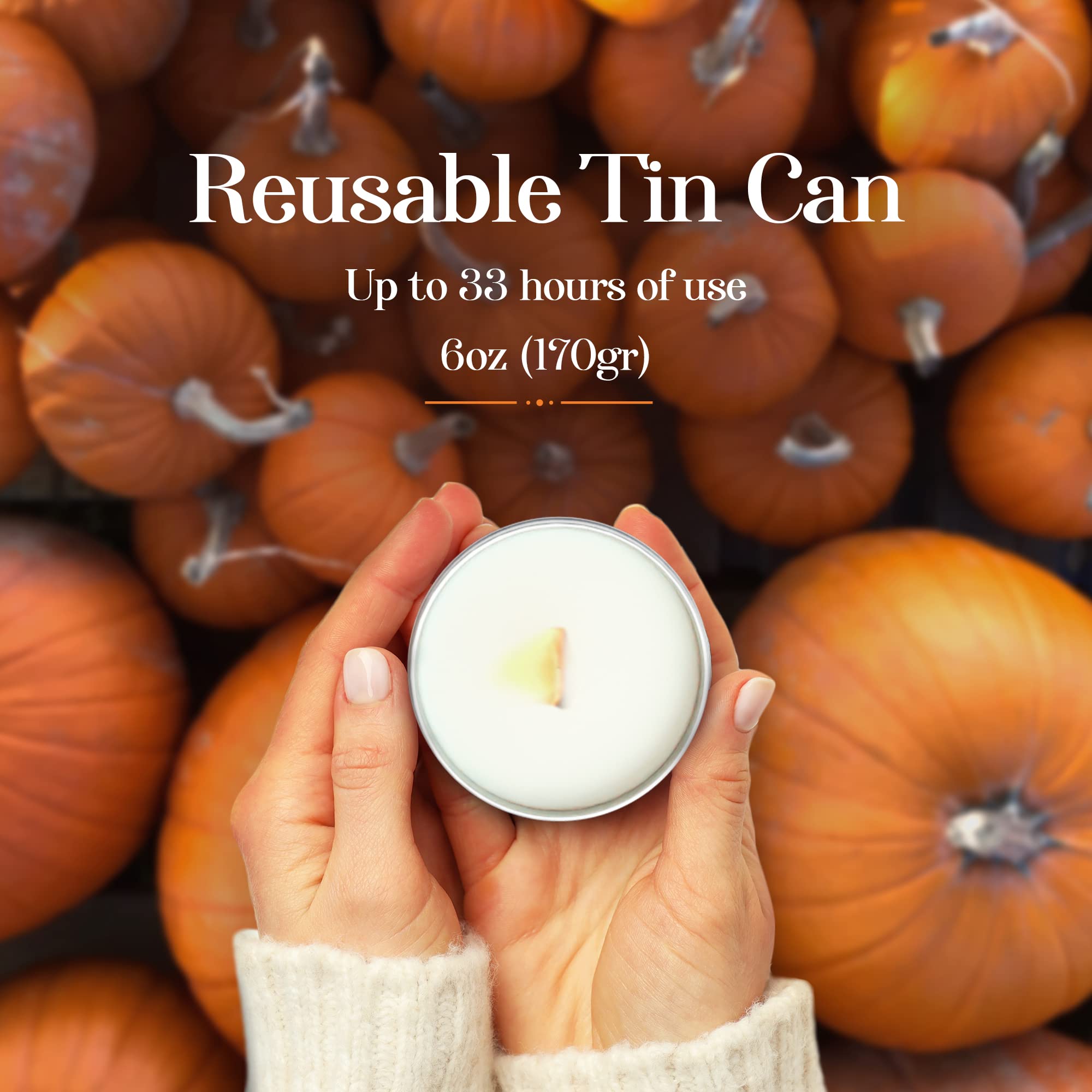 Candela Profumata Autunnale Pumpkin Spice - 227g Cera Di Soia - Note Di Zucca, Cannella, Vaniglia E Cedro - Regalo Ringraziamento
