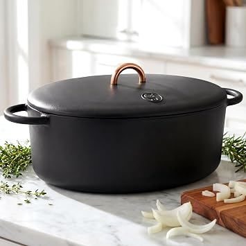 Great Jones Dutchess Cast Iron Dutch Oven Pot With Lid (Pepper) - Large 6.75 Quart Size, Dual Handles - All Stovetop Safe - 500 Dutch Oven For Bread Baking | Dishwasher Friendly