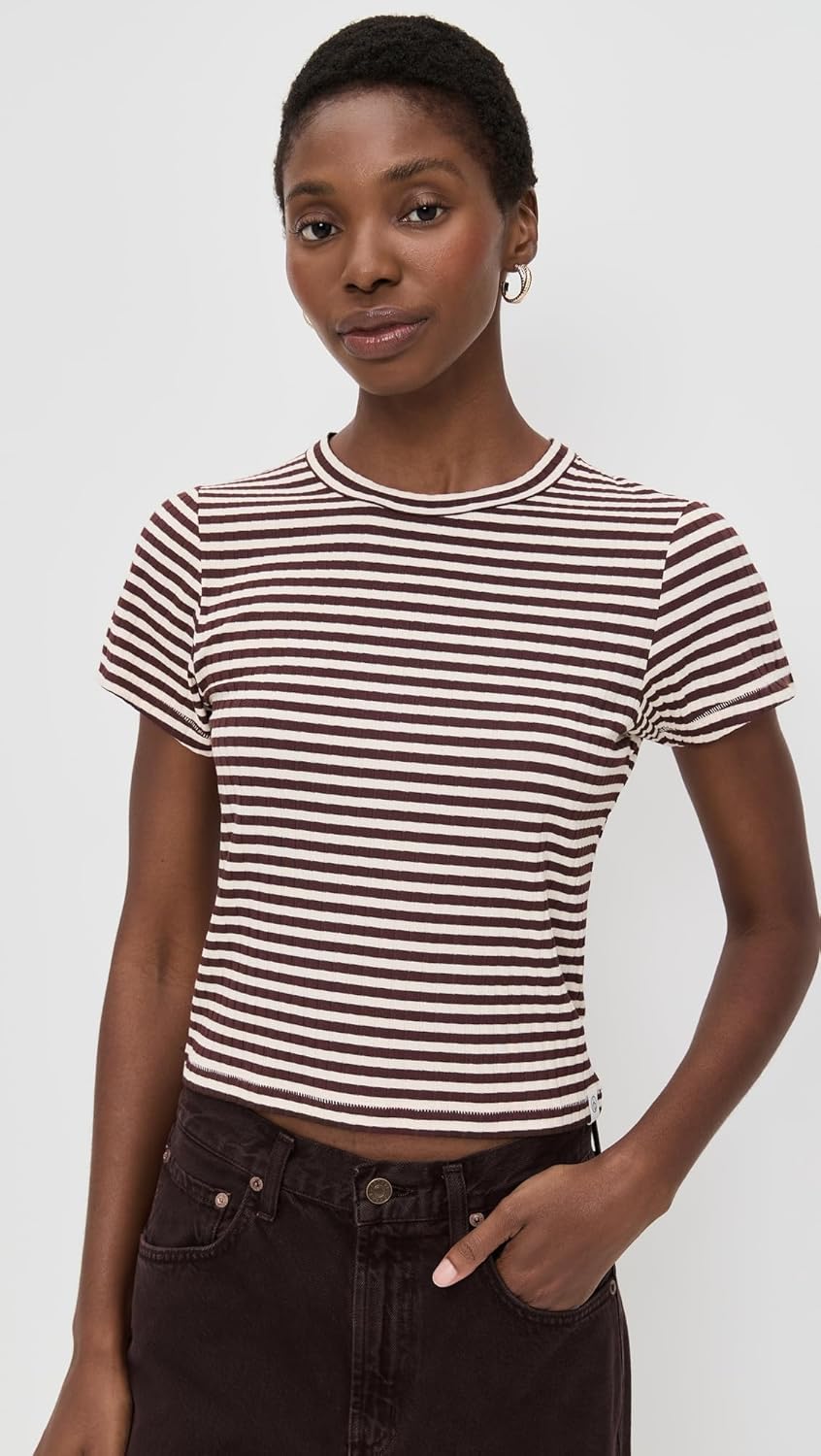 rag & bone Women's Luca Stripe Rib Baby Tee - Image 2