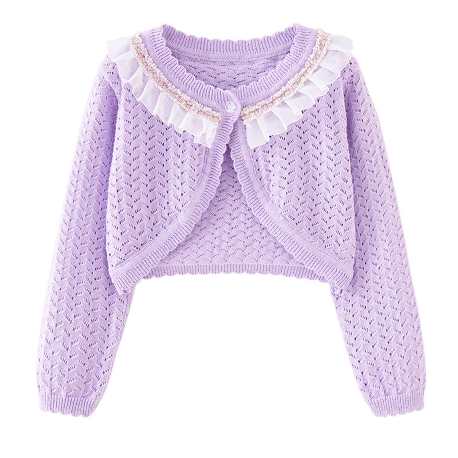 Bolero da ragazza, leggero, lavorato a maglia, traspirante, corto | Cover Up, cardigan leggero da ragazza, corto, traspirante, bolero lavorato a maglia forata, per serate estive