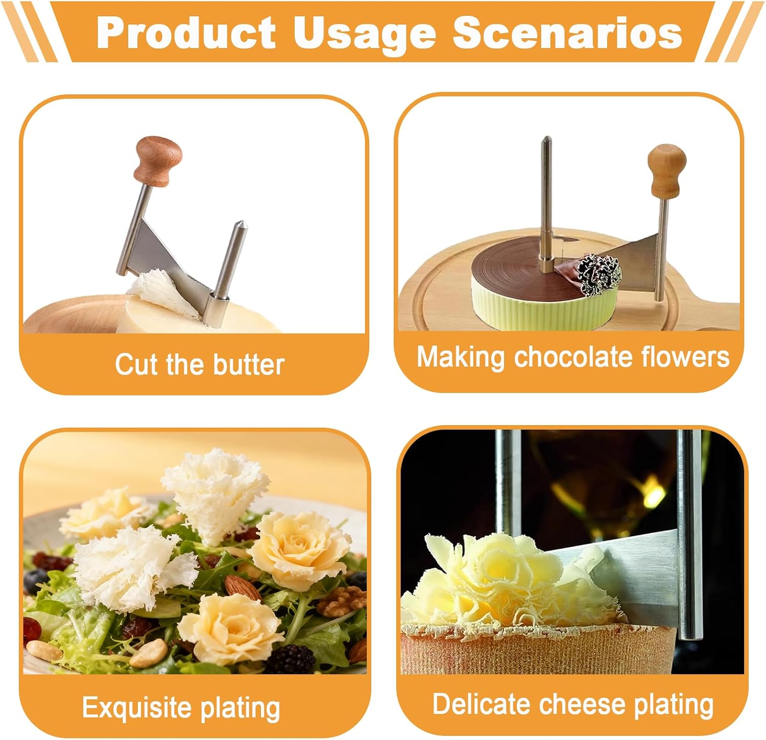 Cheese Curler, Cheese Shaver, Cheese Flower Curler for Restaurants Cafes Dessert Shops and Home, Sharp Blade, Made Of Stainless Steel