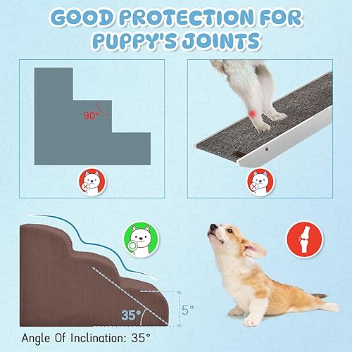 Miniatura 6 de Escaleras para perros pequeños, rampa de 4 escalones para camas altas y sofá, escaleras antideslizantes para perros y gatos pequeños, funda