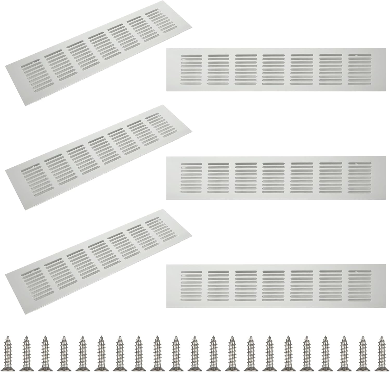 ZOFUN 6 Pcs Air Vent Grille Cover, 300mm Plinth Vent Grill, Aluminium