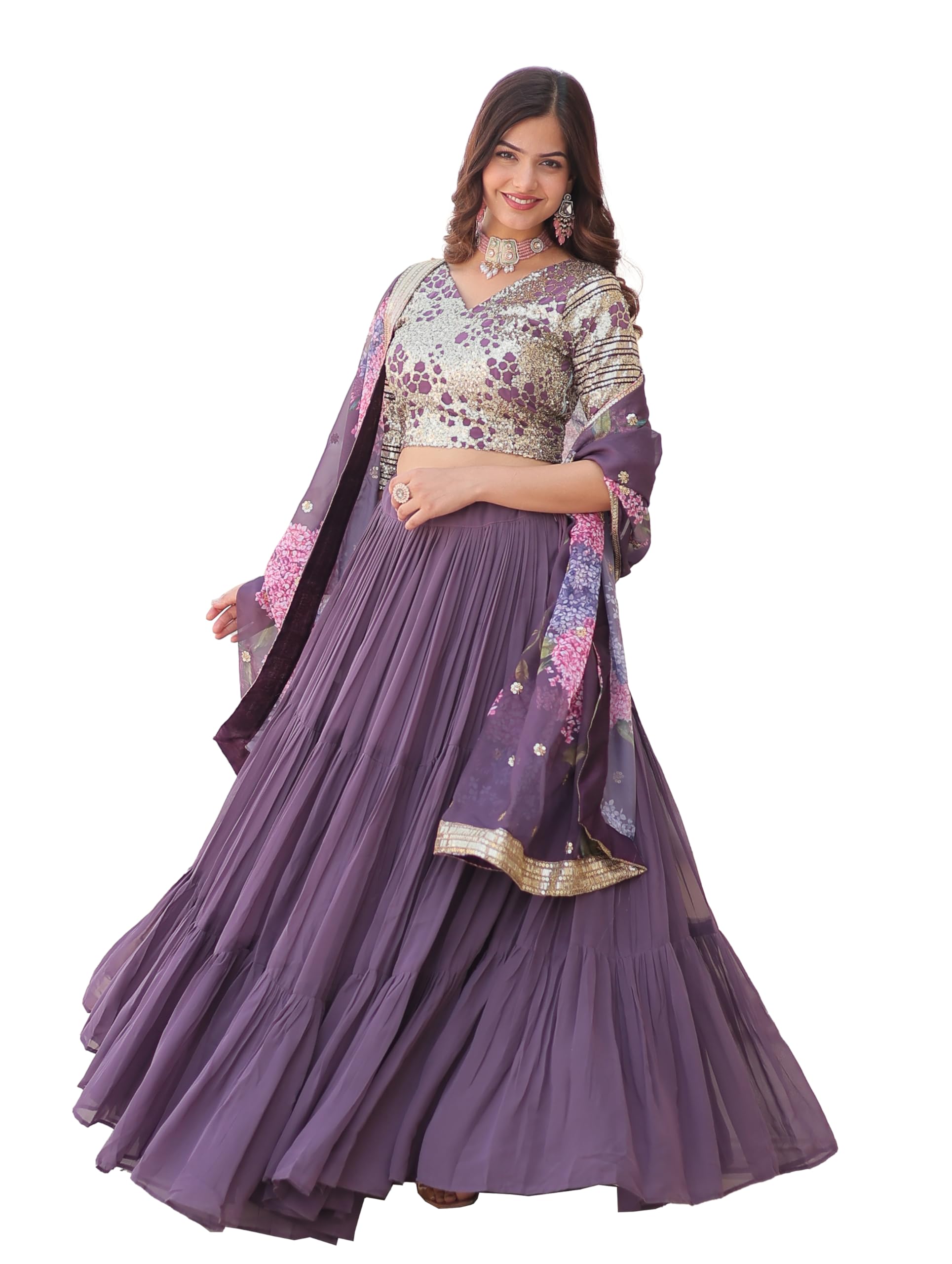 Fashion Basket Georgette Stiched Lehenga Set For Women