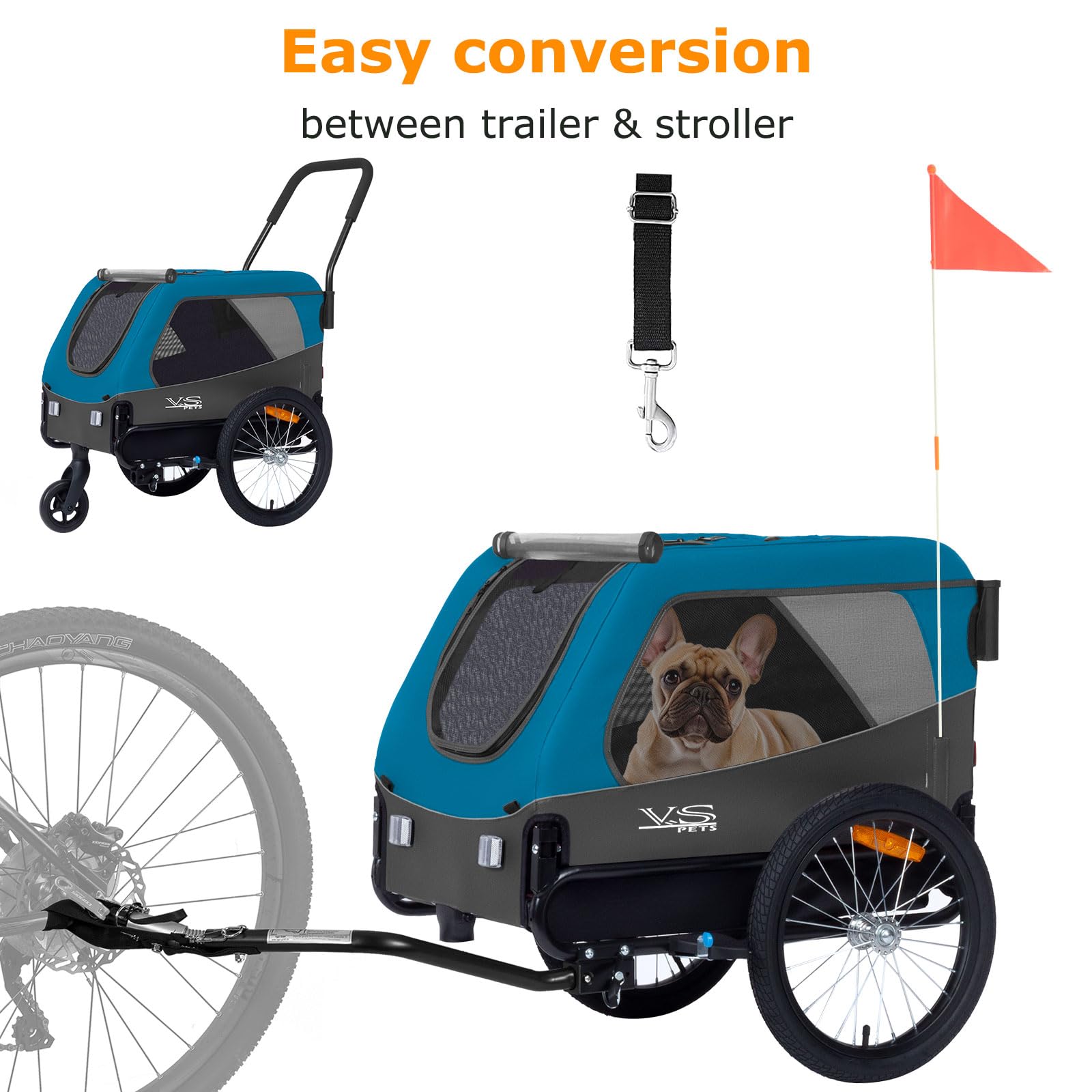 Tiggo VS Medium Hundeanhänger & Buggy 2in1 Fahrradanhänger Hundebuggy Jogger für Hunden bis 23kg
