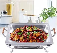 Vista 2 de Juego de platos para bufé, recipiente de calentamiento de acero inoxidable, calentador de alimentos, aislamiento de alimentos, rectangular