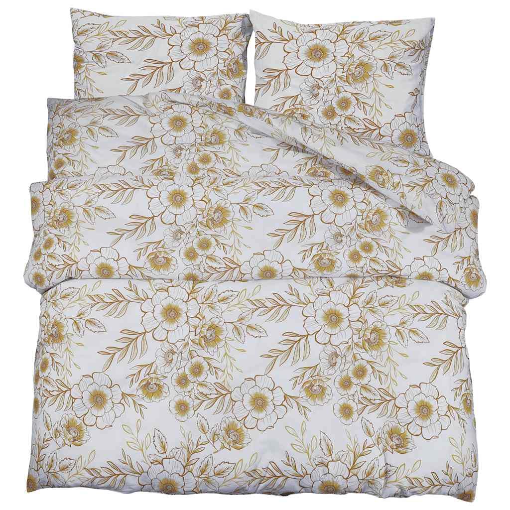 Housse de couette 260x220 cm en coton blanc et marron pour grand lit double