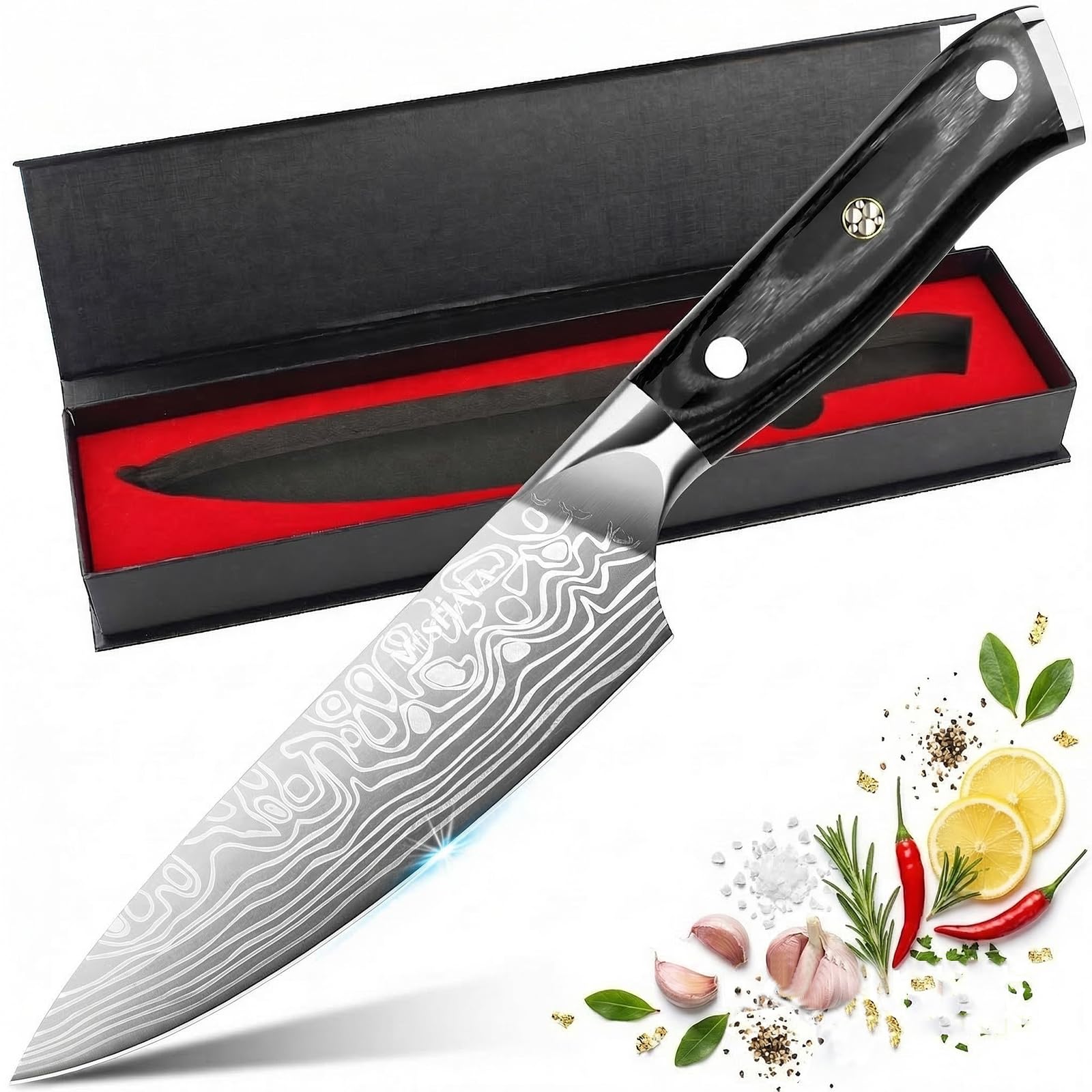 MOSFiATA Chef Knife, 6 Inch Sharp Small Kitchen Knives for Home Restaurant