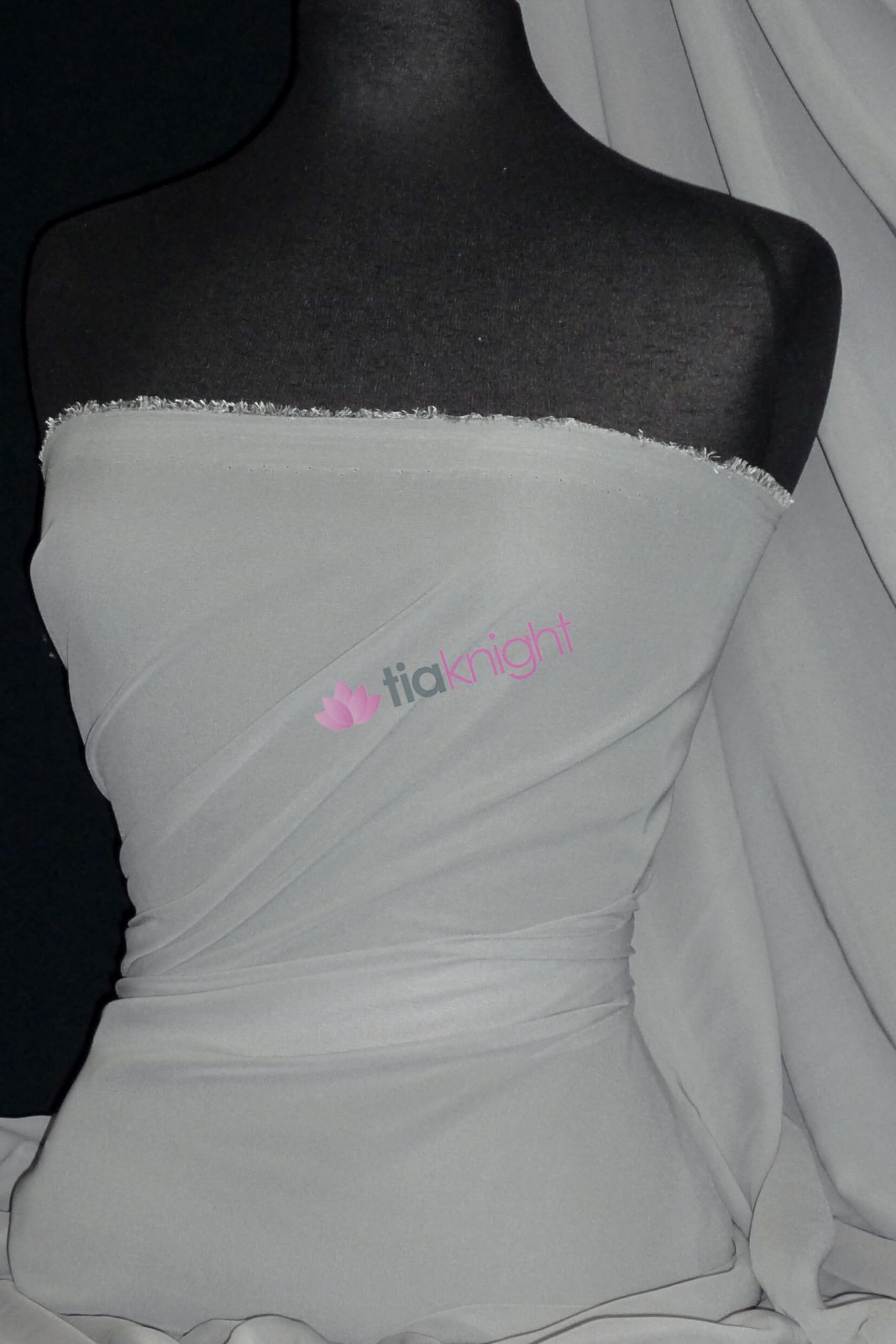 Tia Knight Inspired Fabrics Grey Chiffon Soft Touch Sheer Fabric Material | 156 Cm Wide Approx | Sold By The Metre | Same Day Dispatch | By Tia Knight