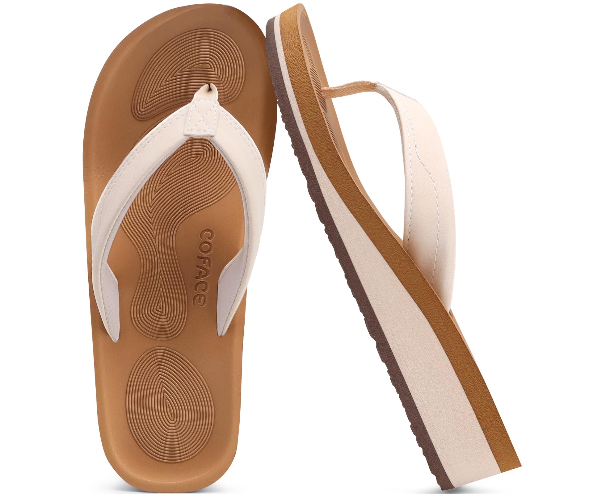 COFACE Infradito Donna Eleganti Sandali in Pelle Moda Infradito con Zeppa Alta per Estate Mare Spiaggia e Piscina