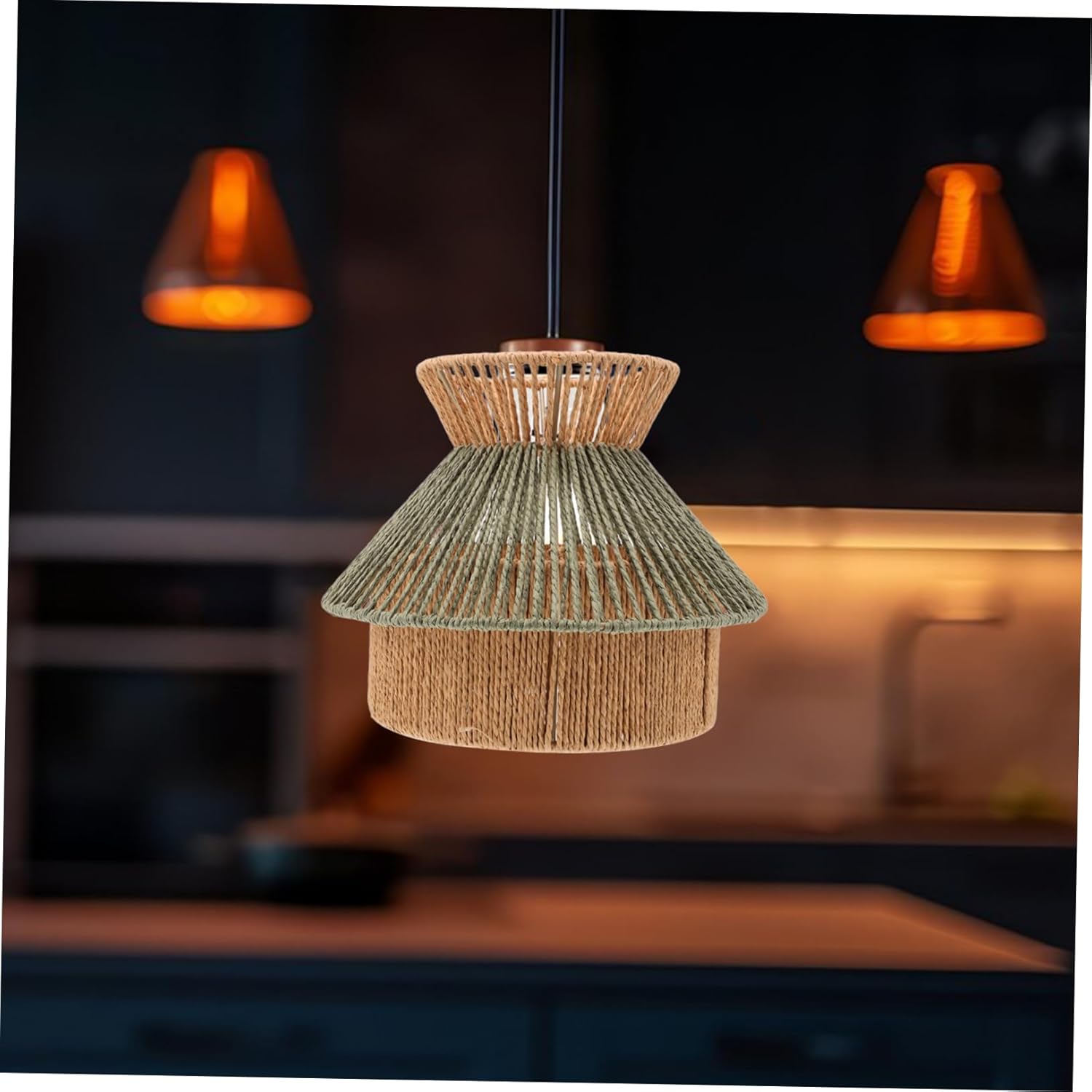 Ceiling Light Fixture Rustic Decorative Lampshade Faux Rattan Lampshades for Home Woven Pendant Shade Light Covers