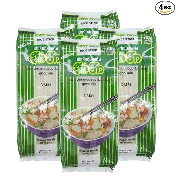 How How 3MM Rice Stick Noodles, 17.64 oz / 500g, 4 Pack