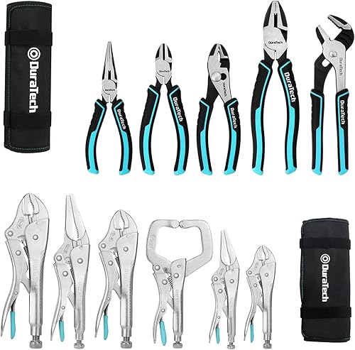 DURATECH Juego de alicates de bloqueo de 6 piezas y alicates de 5 piezas con bolsa de almacenamiento