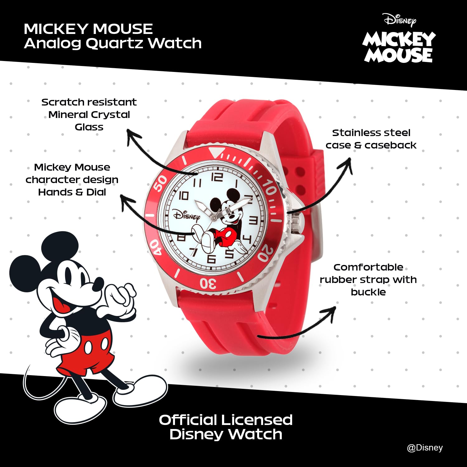 Disney Mickey Mouse Adult Honor Analog Quartz Watch