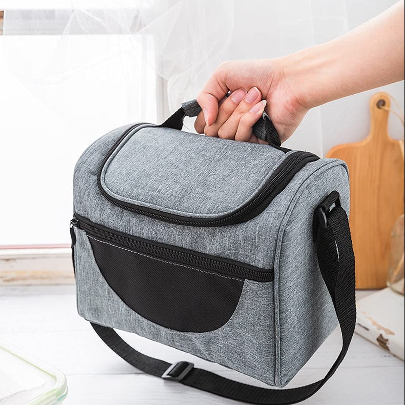Bolsa térmica para el Almuerzo, Bolsa térmica portátil Reutilizable con Organizador de bocadillos con Apertura Amplia para el Hombro Ajustable, loncheras para niños y mu