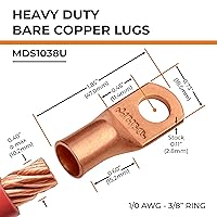 Vista 320 de SELTERM - 2 terminales de anillo resistentes para cable de batería, calibre 4 AWG, pernos de 3/8 pulgadas, terminales de calibre 4, ojales de cobre