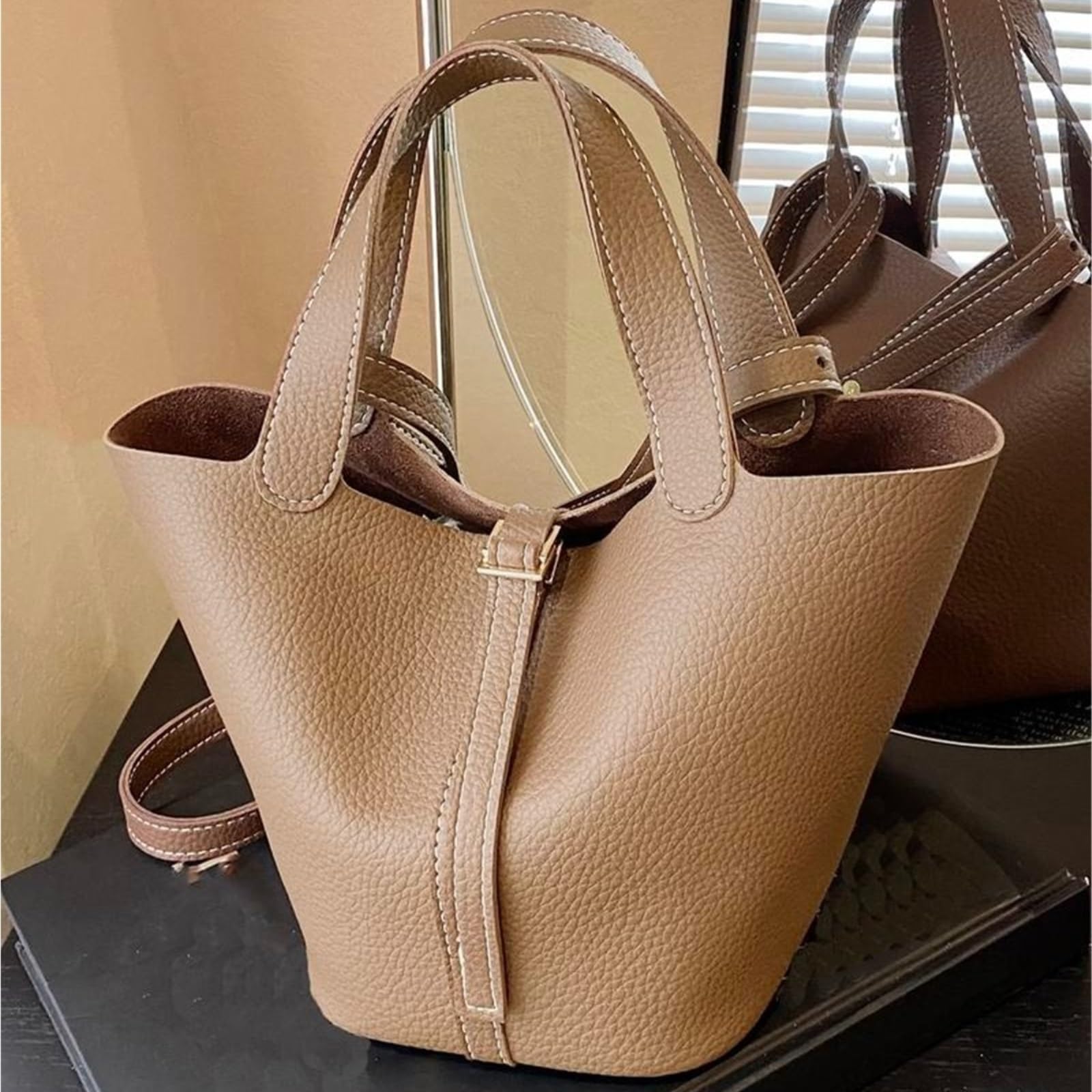 Elegante Make-up-Tasche for Damen, modisches Umhängetaschen-Set mit großer Kapazität for die Arbeit, den täglichen Gebrauch, lässig, trendig, vielseitig(Light Brown)