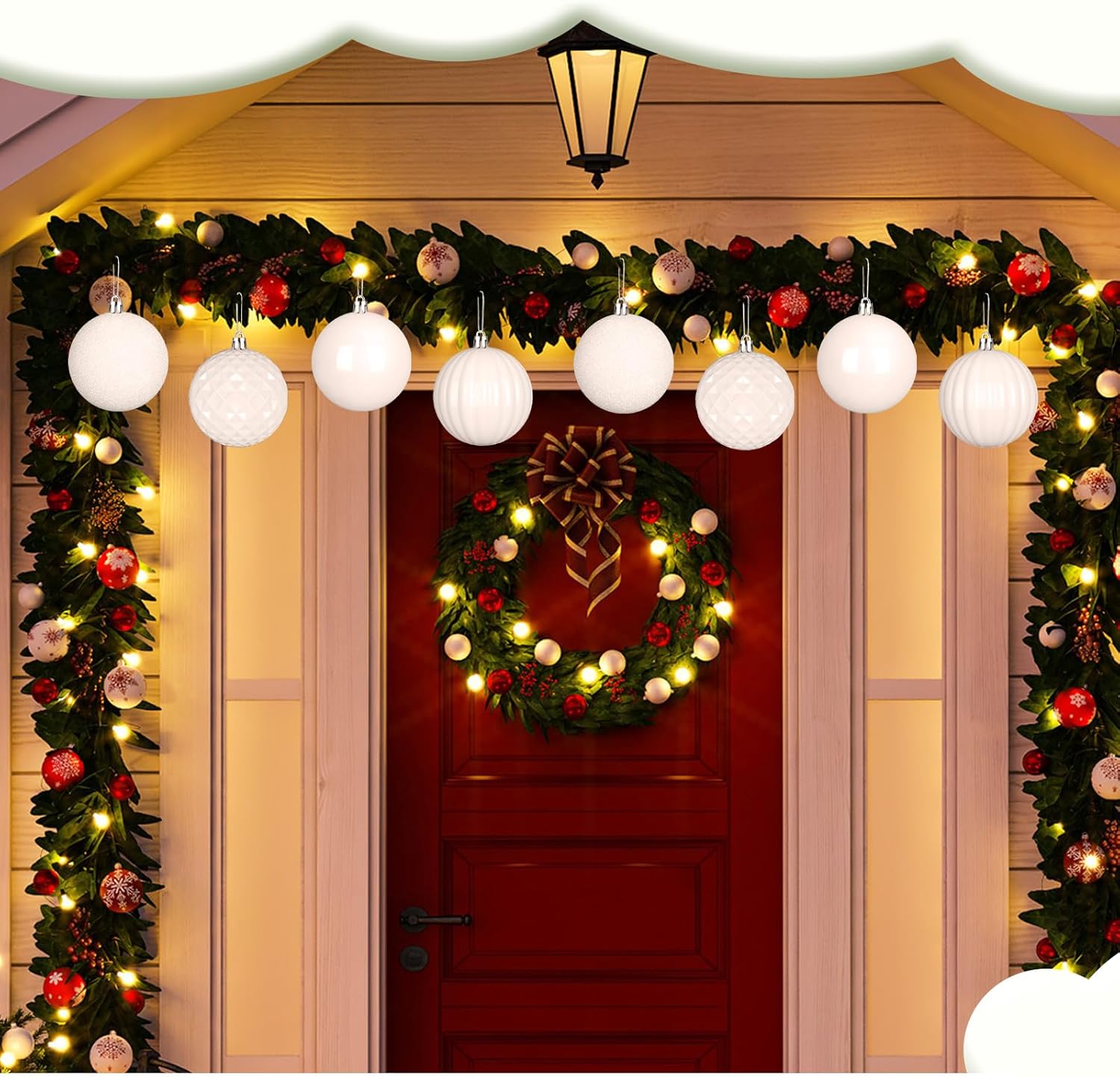 Duraaamo 8 Pcs 4" Christmas Ball Ornaments Large Shatterproof Christmas Decorations Hanging Large Size Xmas Ornaments Tree Balls for Xmas Holiday Party Wedding Decor(White)