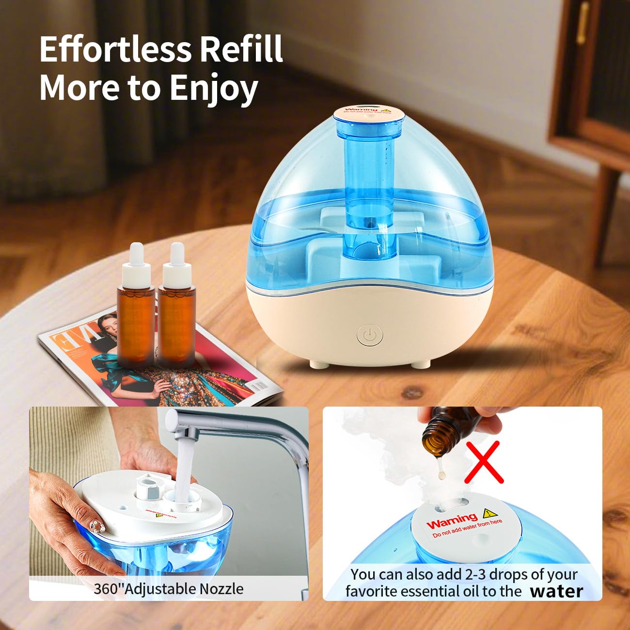 Amazon.com: 1.5L Cool Mist Humidifier for Bedroom with 360