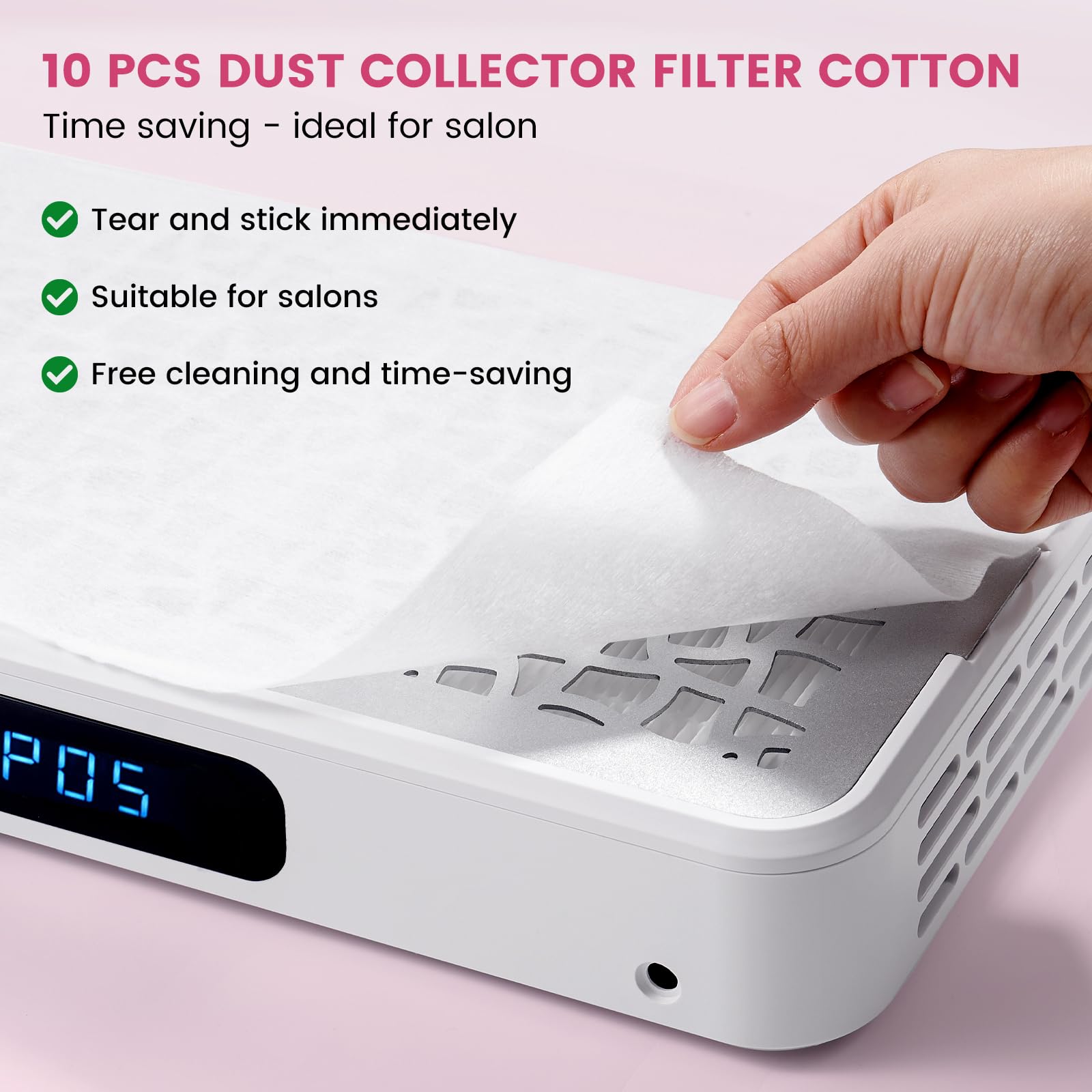 Deciniee Collettore di polvere per unghie con filtro riutilizzabile: macchina elettrica per la lucidatura delle unghie acriliche - Salone di bellezza - Bianco