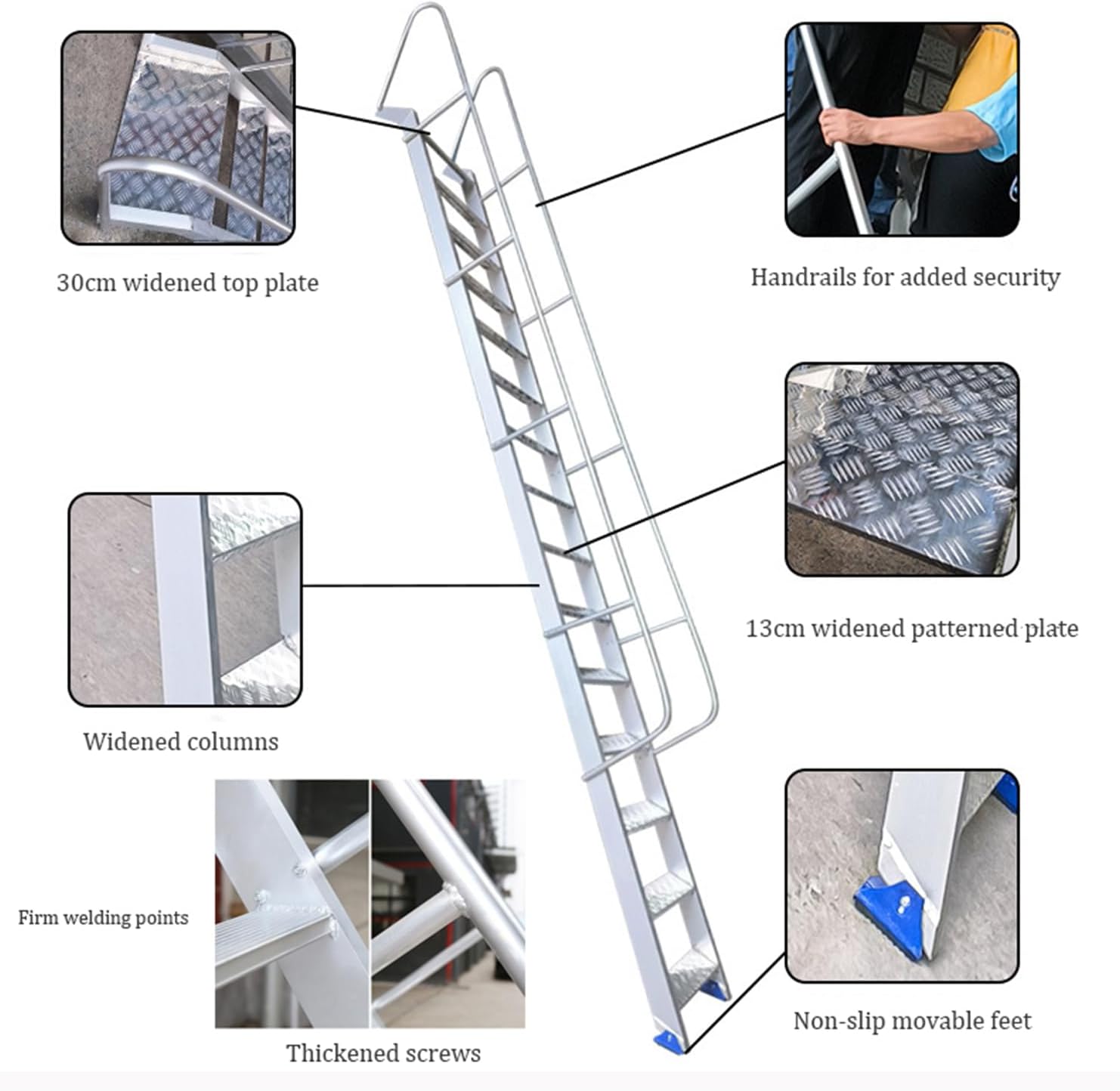 Aluminium Attic Ladder, Folding Loft DIY Extension,Attic Bunk Bed Outdoor Wall Climbing Ladders,Heavy Sturdy Folding Closet Step Stool,for Home, Office, Kitchen,7 Steps