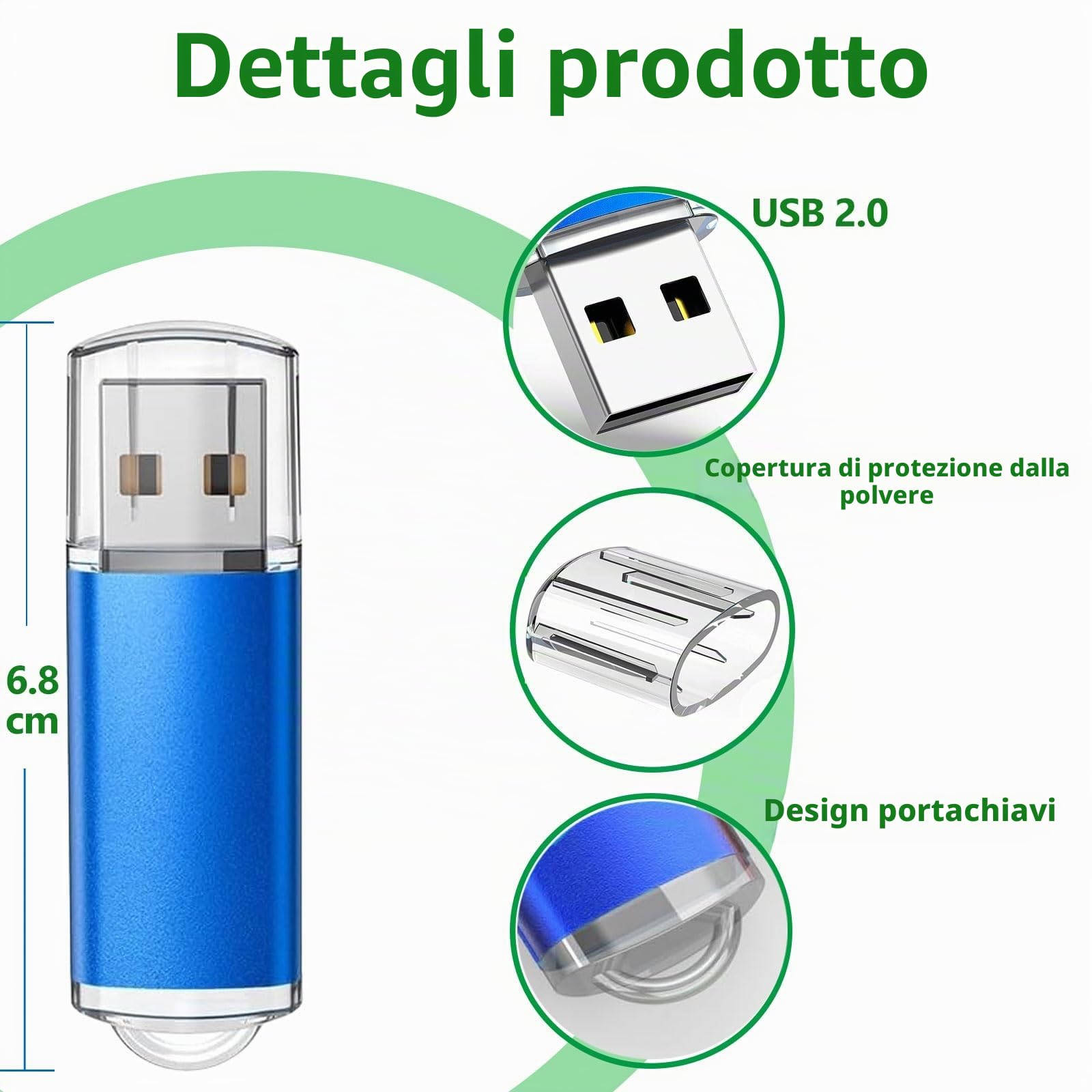 10 Pezzi Chiavetta USB 32GB, WISEORANGE 32 GB Pen Drive Metallo-5colori | Portatile Pennetta USB2.0 32GB Pendrive ad alta velocità con Adesivi vuoti per archiviazione e backup dei dati