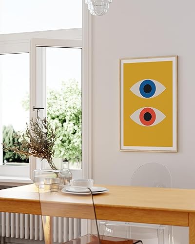 Vista 407 de HAUS AND HUES Evil Eye Decor - Navy Blue Wall Art, Evil Eye Wall Decor, Mykonos Artwork, Evil Eyes Print, Big Eyes Painting Print, Evil Eye Poster