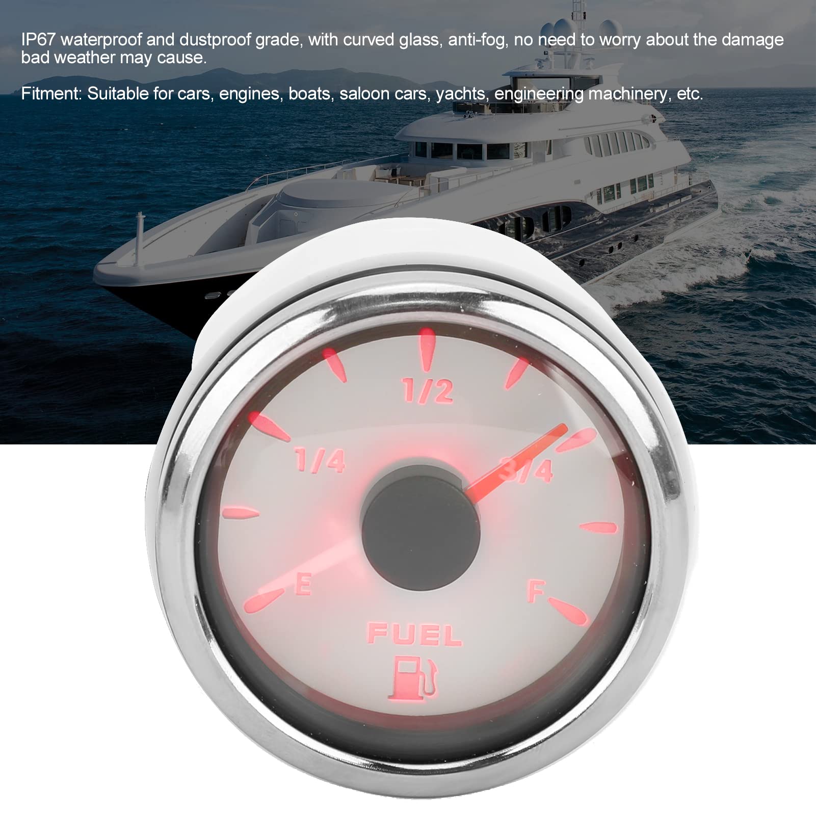 Misuratore serbatoio carburante, alta precisione 0‑190Ω Indicatore livello carburante Basso consumo energetico per barca per yacht per camper(bianco)