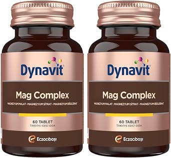 Dynavit Mag Complex 200mg Magnezyum Kompleks 3l  Form Malat-Sitrat-Bisglisinat 60 Tab Kas & Kemik & Enerji 2 paketi
