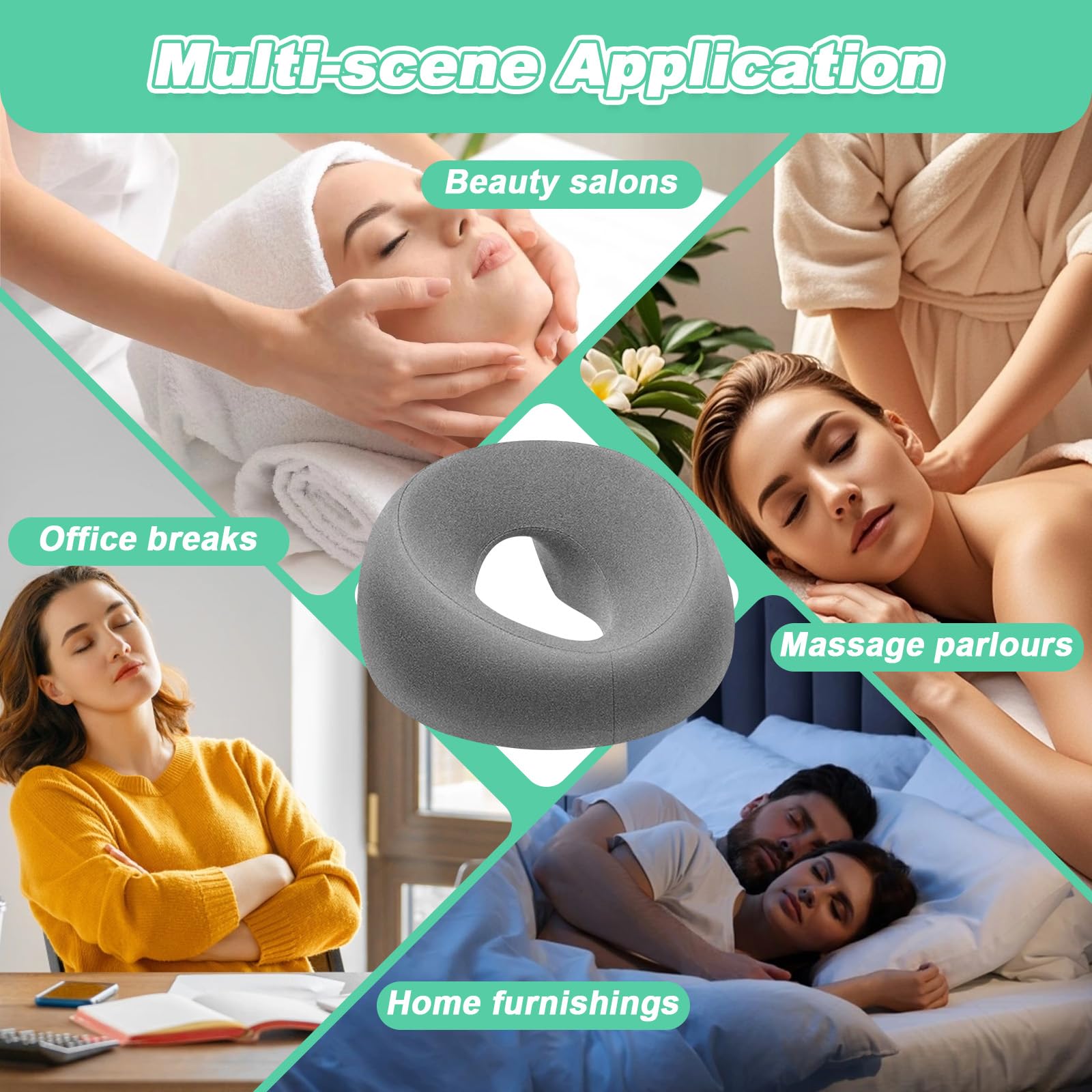 Almohada de Masaje Boca Abajo, Reposacabezas de Masaje para Cama, Cojín Masajeador Facial de Espuma Viscoelástica en Forma de U, Accesorios de Descanso Masaje para Salón de Belleza, Spa, Oficina