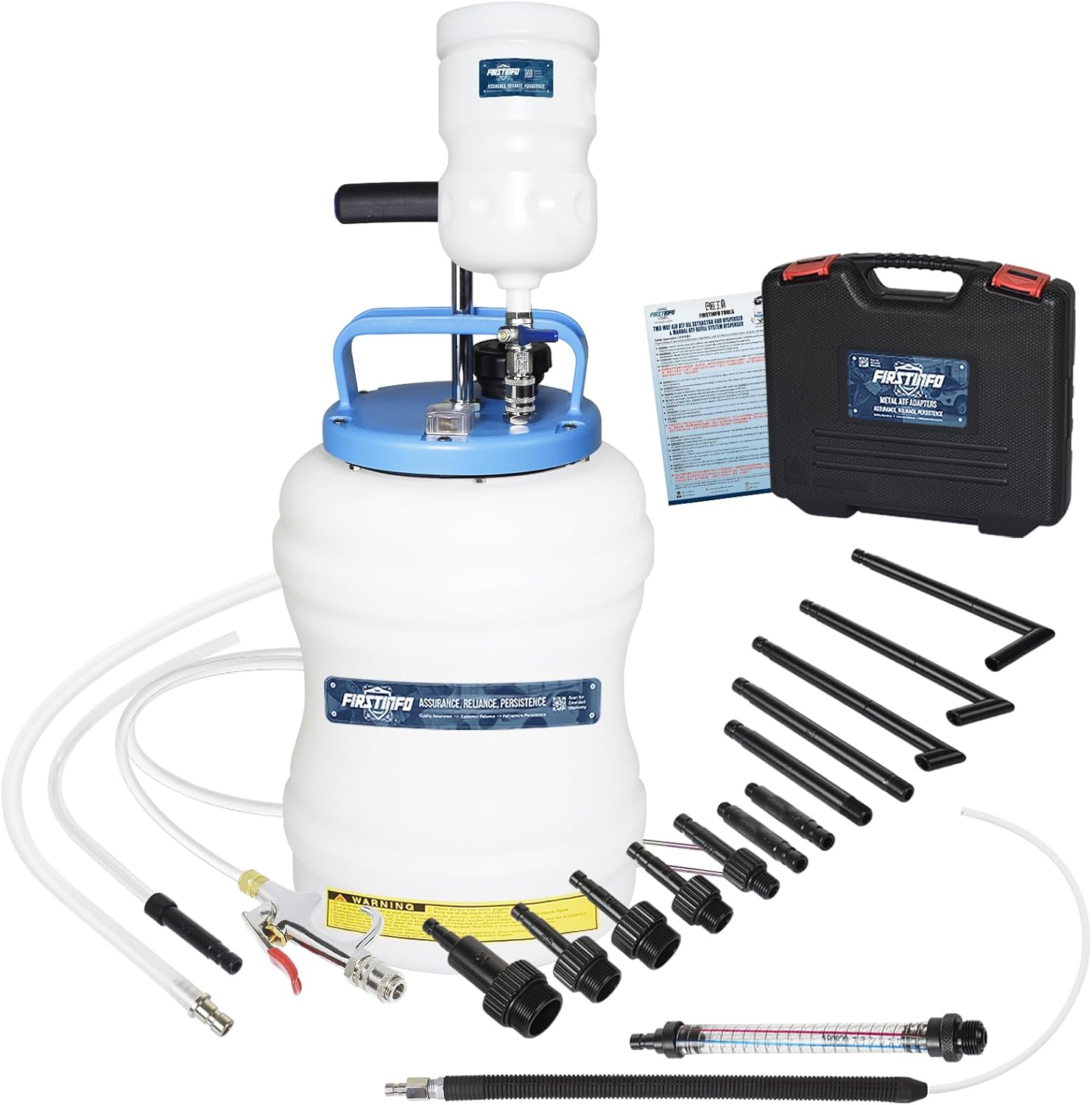 FIRSTINFO 10.5 Liter Manual ATF Refill System Dispenser Auto Transmission Fluid Oil and Liquid Refill Pump Kit with ATF Refilling Funnel