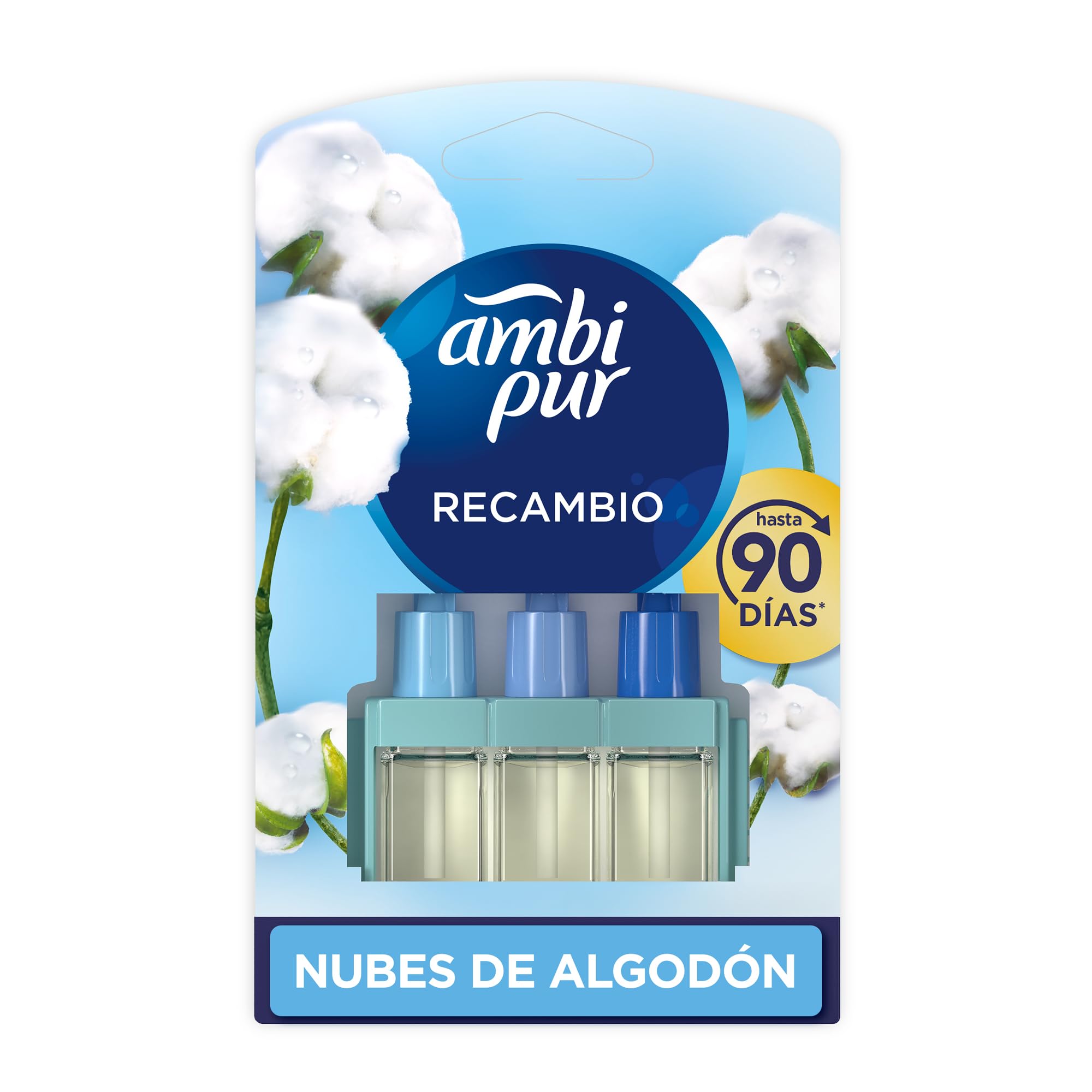 AMBIPUR 3Volution Nubes de Algodón Recambio Para Ambientador Eléctrico - 20 ml, El embalaje puede variar