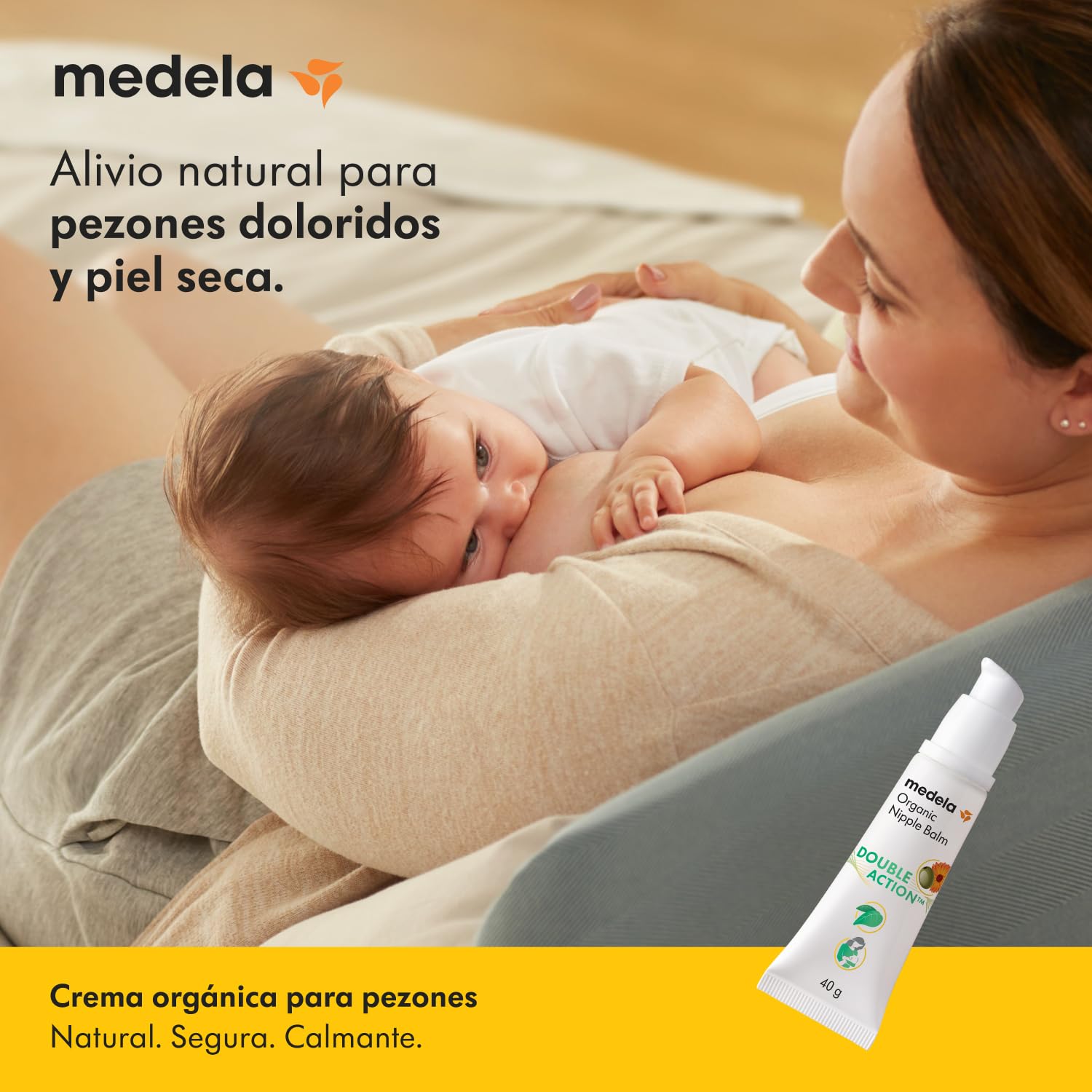 Medela crema orgánica para pezones, alivio y humectación para madres lactantes, hecha con ingredientes naturales y seguros, alivio rápido para pezones doloridos, apta para el postparto, 40 g
