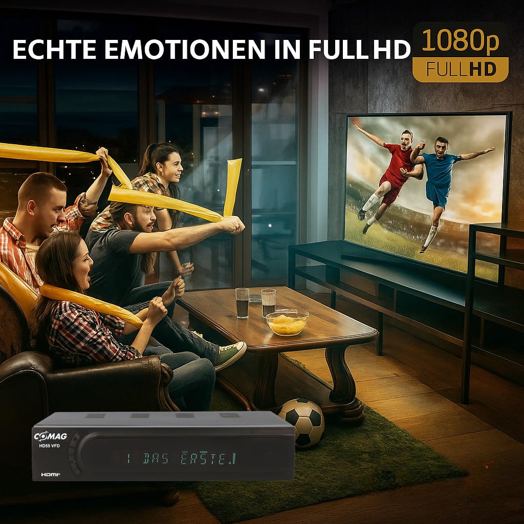 Comag HD 55 VFD Sat- Receiver Full HD 1080p, HDMI & SCART, Unicable Unterstützung, VFD Display, vorinstallierter Satelliten Receiver Astra/Hotbird