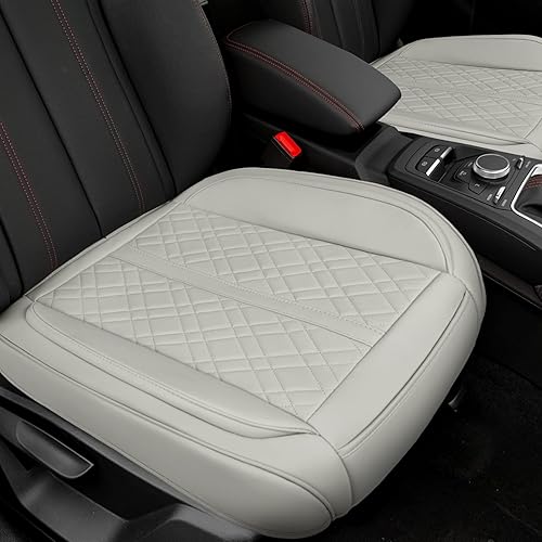 Paquete de 2 fundas de asiento de automóvil para parte inferior del asiento delantero del automóvil, protector de cojín de cuero PU premium mejorado