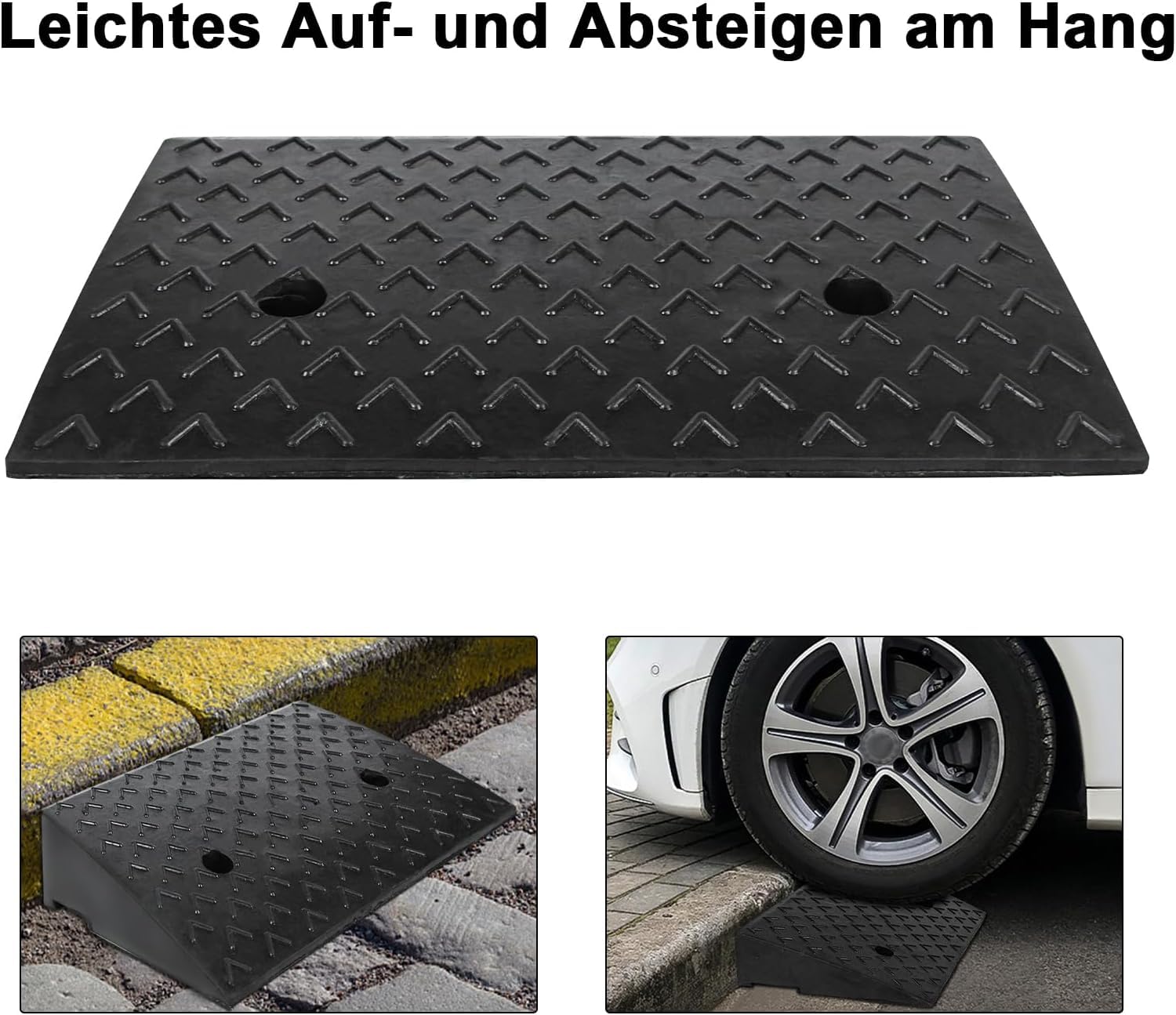 FIVMEN Set di 2 rampe di soglia in gomma portatili con superficie antiscivolo per sedia a rotelle, altezza 10 cm