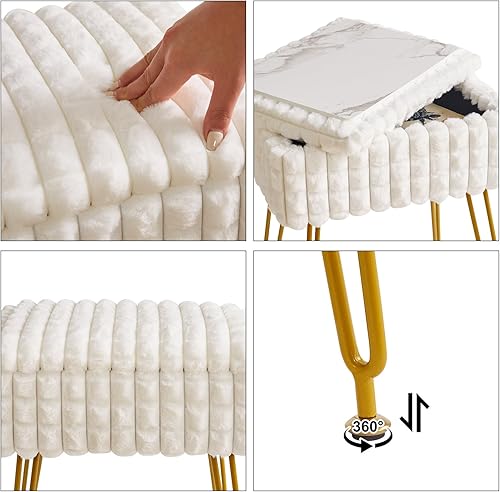 Miniatura 6 de IBUYKE Silla de tocador rectangular con espacio de almacenamiento, reposapiés otomano, taburete de tocador, silla de tocador, con pies