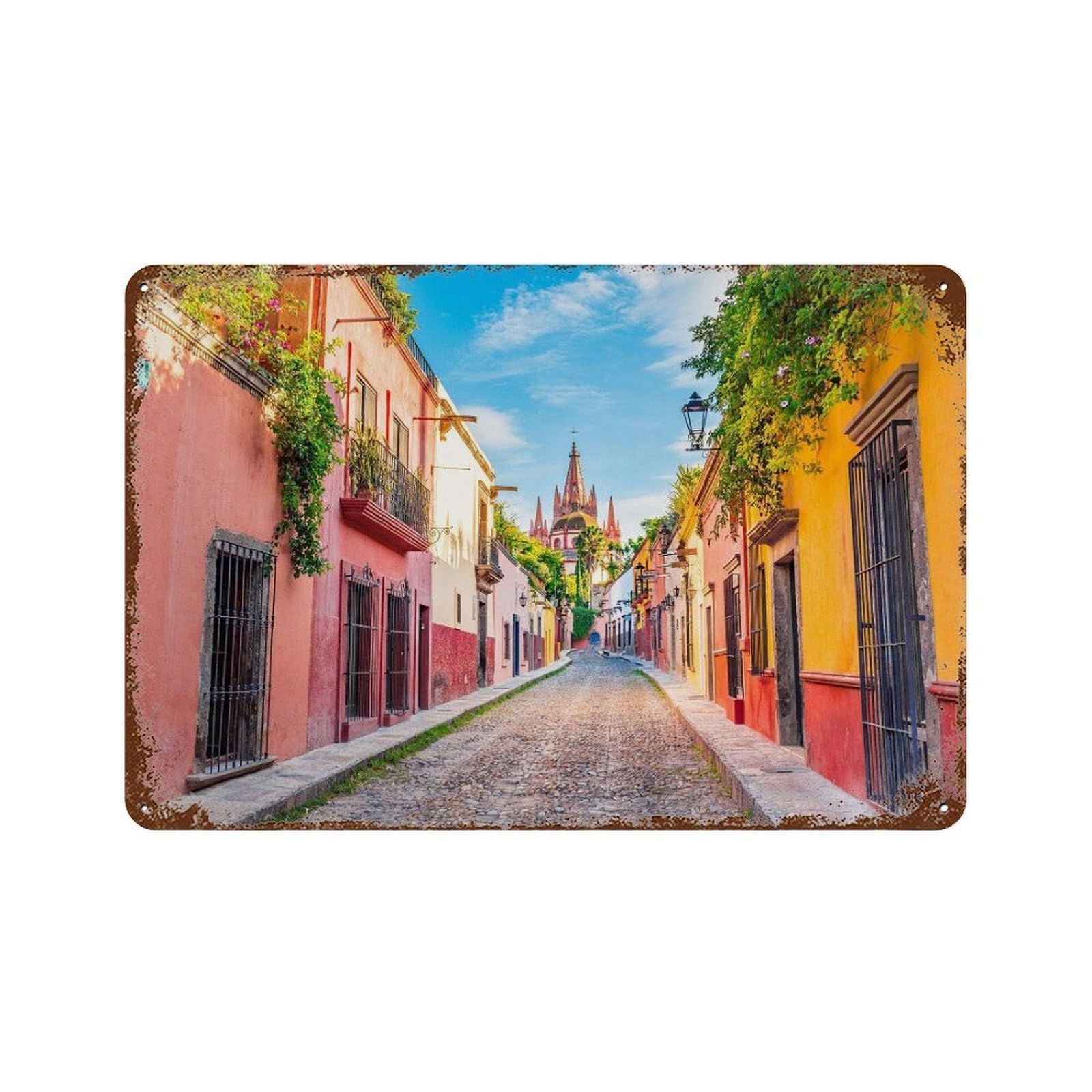 xiaoxiaoshen Real Photo San Miguel De Allende Wall Decor Art Metal Tin Poster Modern Home Decor Art Home Bar Shop Decorations Vintage Sign 20x30cm