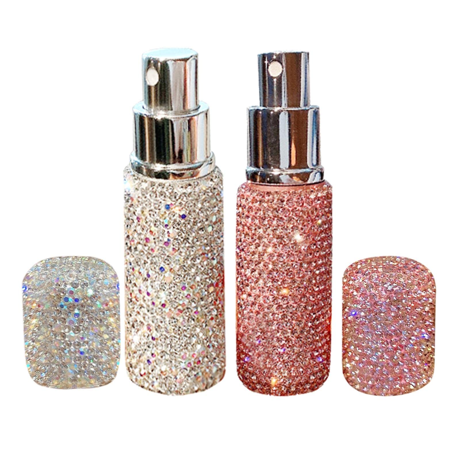 Parfümzerstäuber 10ml Glasflasche Nachfüllbar Diamant Reise Spray Flakon für Bad Auto Wohnzimmer Kosmetiktasche Geschenk, Weiß+Rosa