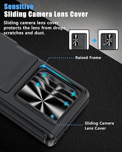 Miniatura 4 de Vihibii Funda para Galaxy Z Fold 3 con tarjetero y soporte para bolígrafo S, cubierta deslizante para cámara, función de bisagra, soporte y