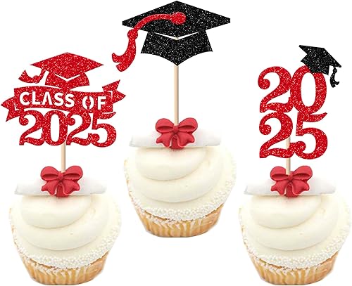 Miniatura 127 de Paquete de 24 adornos dorados para cupcakes de graduación 2025 con purpurina So Proud of You Done Diploma Graduation Cap Cupcake Picks Class of 2025