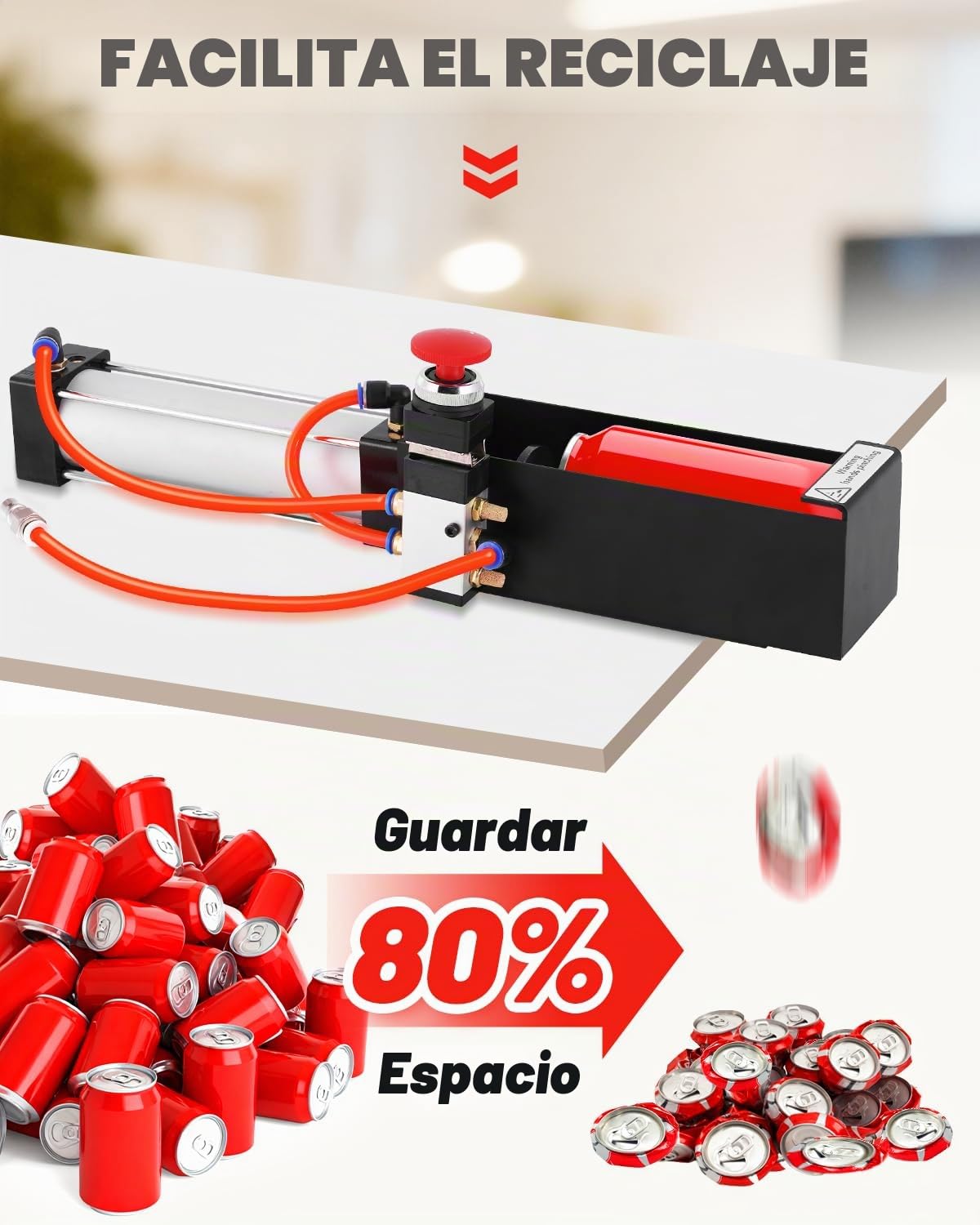 YUCHENGTECH Trituradora de Latas Neumática 12oz~16oz | Rompelatas de Aluminio Montado en la pared Rompelatas de Cilindro Neumático Resistente