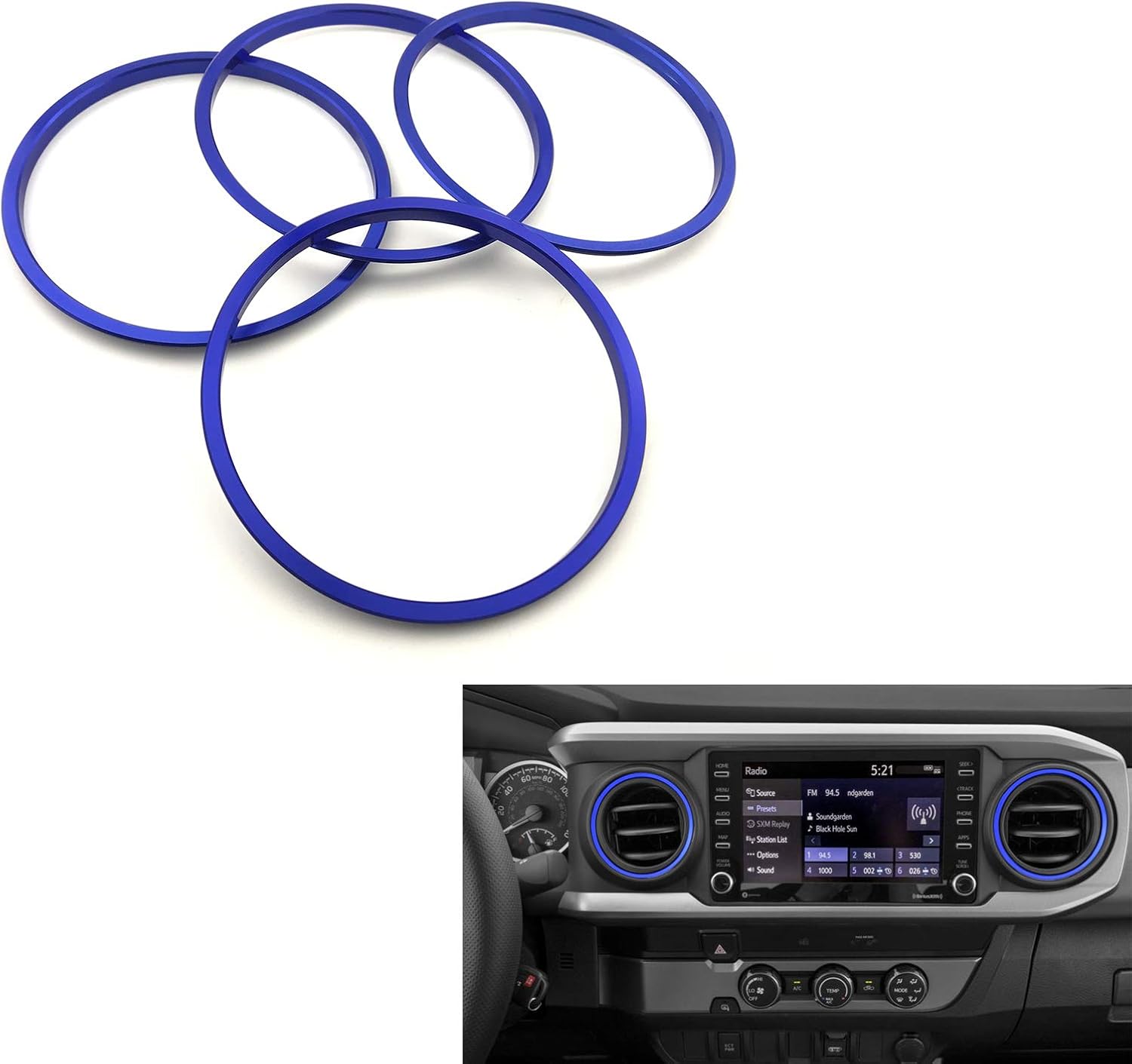 Lanyun Compatible with Toyota Tacoma A/C Vent Ring Outer Trim Decoration Covers fit 2016-2021 Tacoma a/c Outlet Vent Accessories Blue