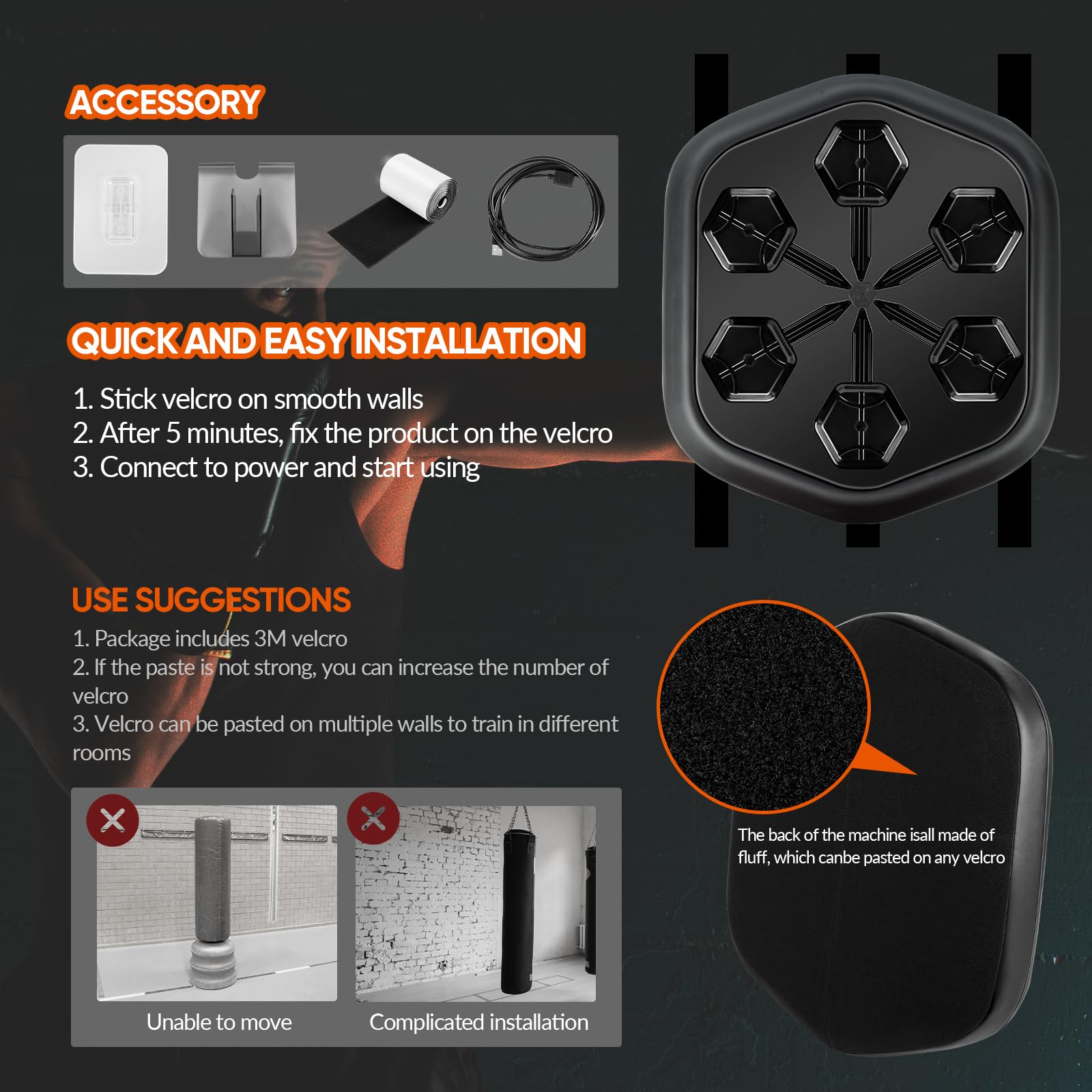 Amazon | OnePunch LEDスマートボクシングマシン、屋内の電子音楽