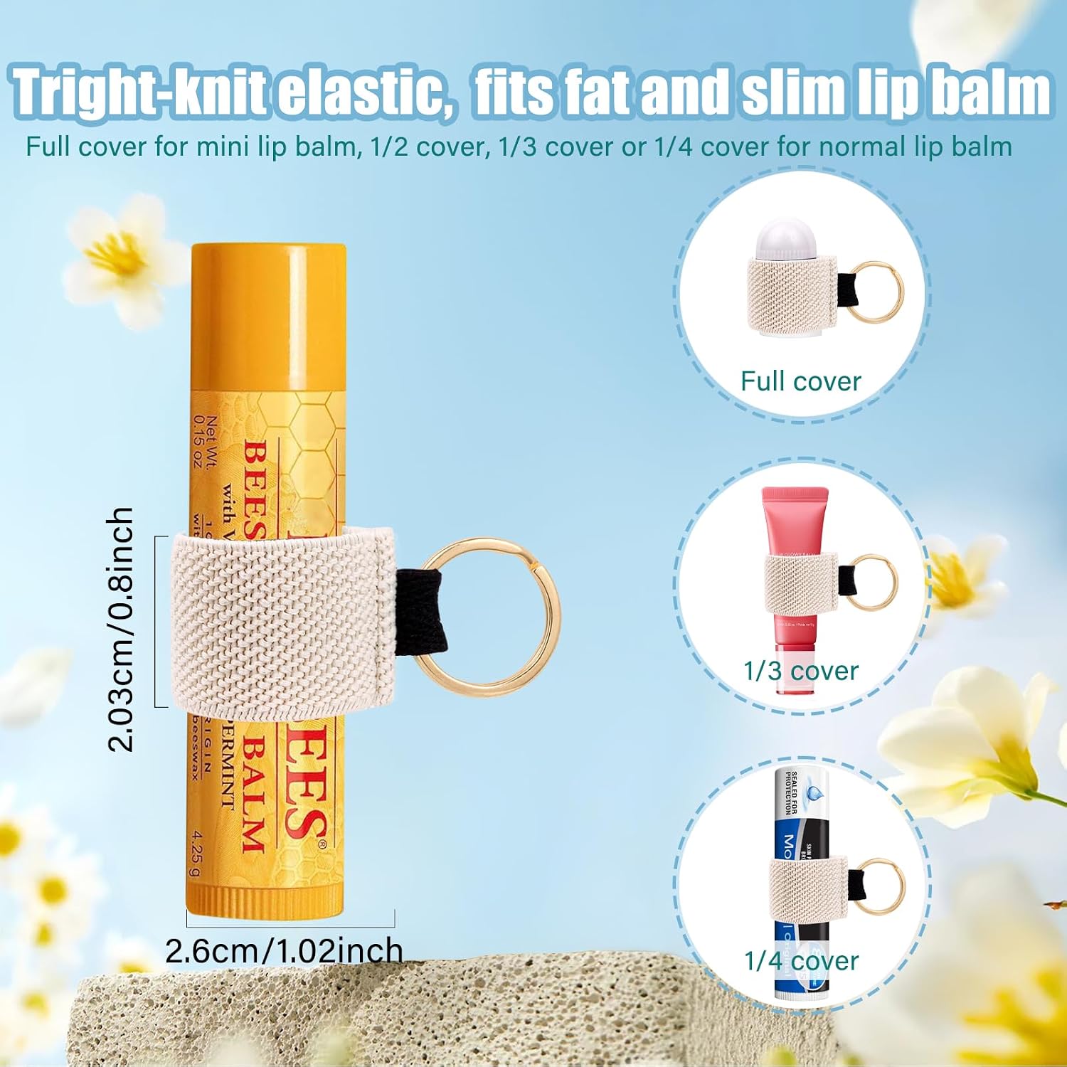 WK IEASON Mini Lip Balm Holder for Chapstick Lipstick Sleeve Keychain, Small Christmas Gifts Stocking Stuffers for Teen Girls